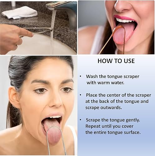 Miniatura 10 de Rattygan Style Juego de 3 raspadores de lengua con estuche de almacenamientoviaje, limpiadores de lengua de higiene bucal (plateado)