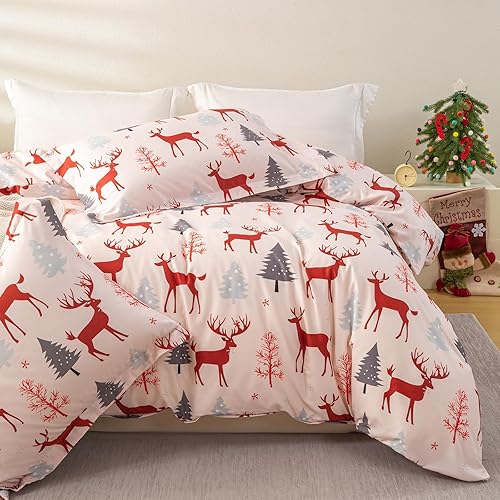 Miniatura 3 de OAITE Juego de funda de edredón, funda de edredón 100% algodón con patrón floral, juego de ropa de cama suave incluye 3 piezas (2 fundas de