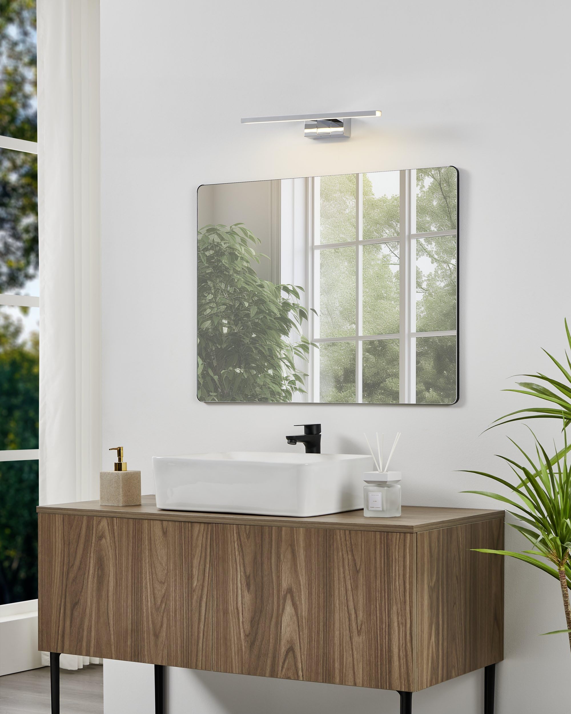 Eglo LED Applique miroir Conettilla, lampe salle de bain, aluminium chromé et plastique blanc, lumière blanc chaud-froid, IP44, L 40 cm