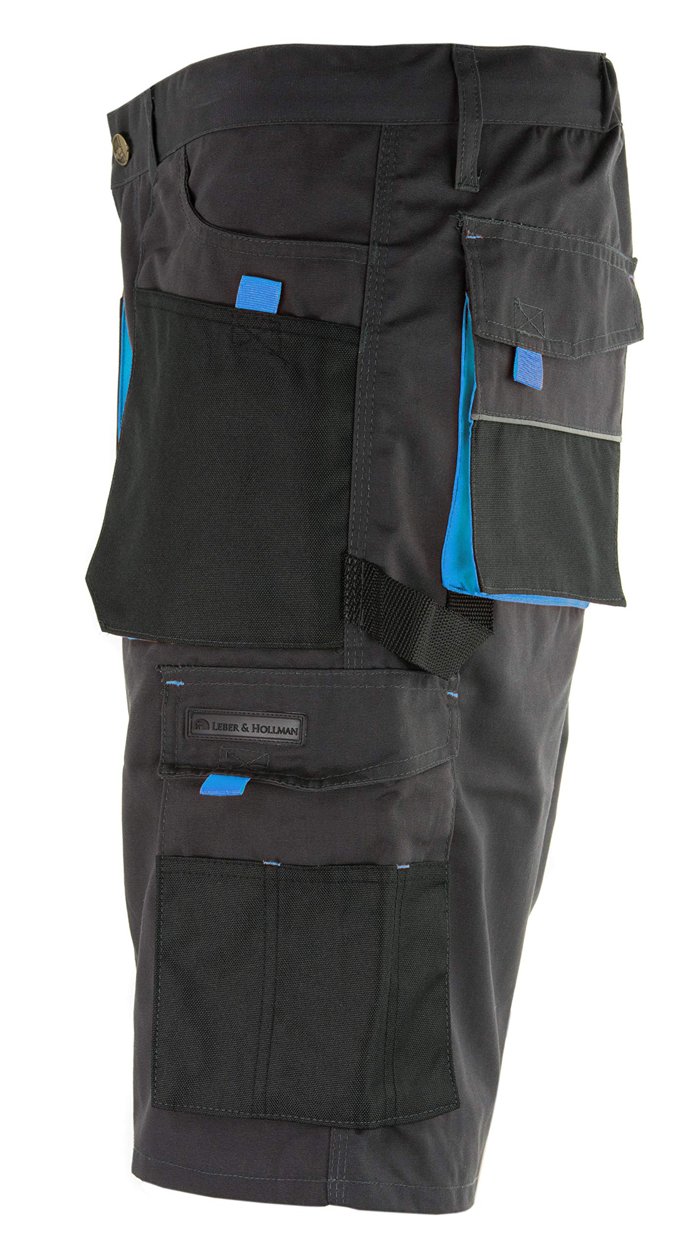 REIS Pantalón Corto para Hombre, 270g/m², 65% poliéster 35% algodón, Negro-Azul, Talla: S