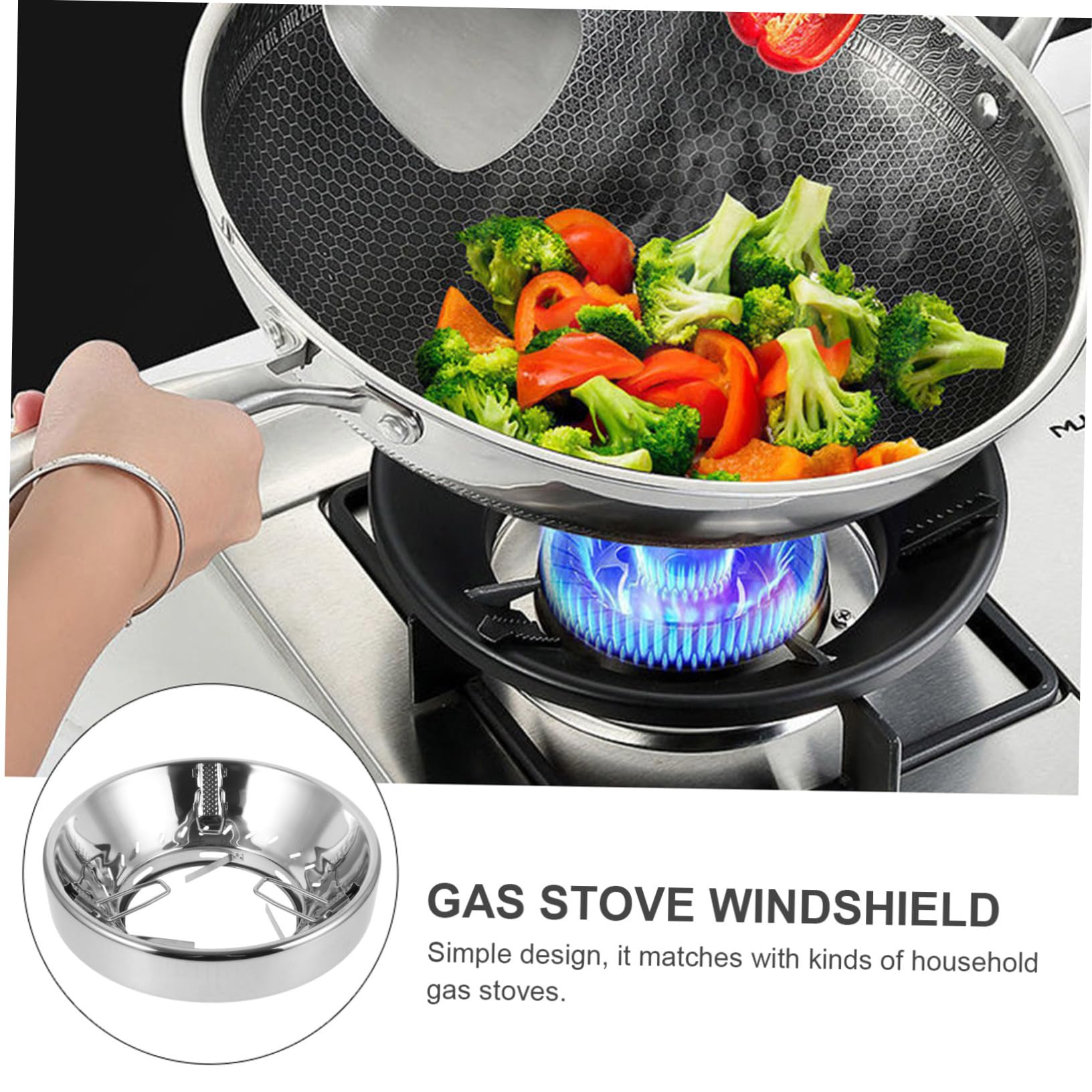 WOONEKY Soporte para Wok de Gas de Acero Inoxidable Resistente al Viento Anillo Antideslizante para Cocina Doméstica y Restaurante