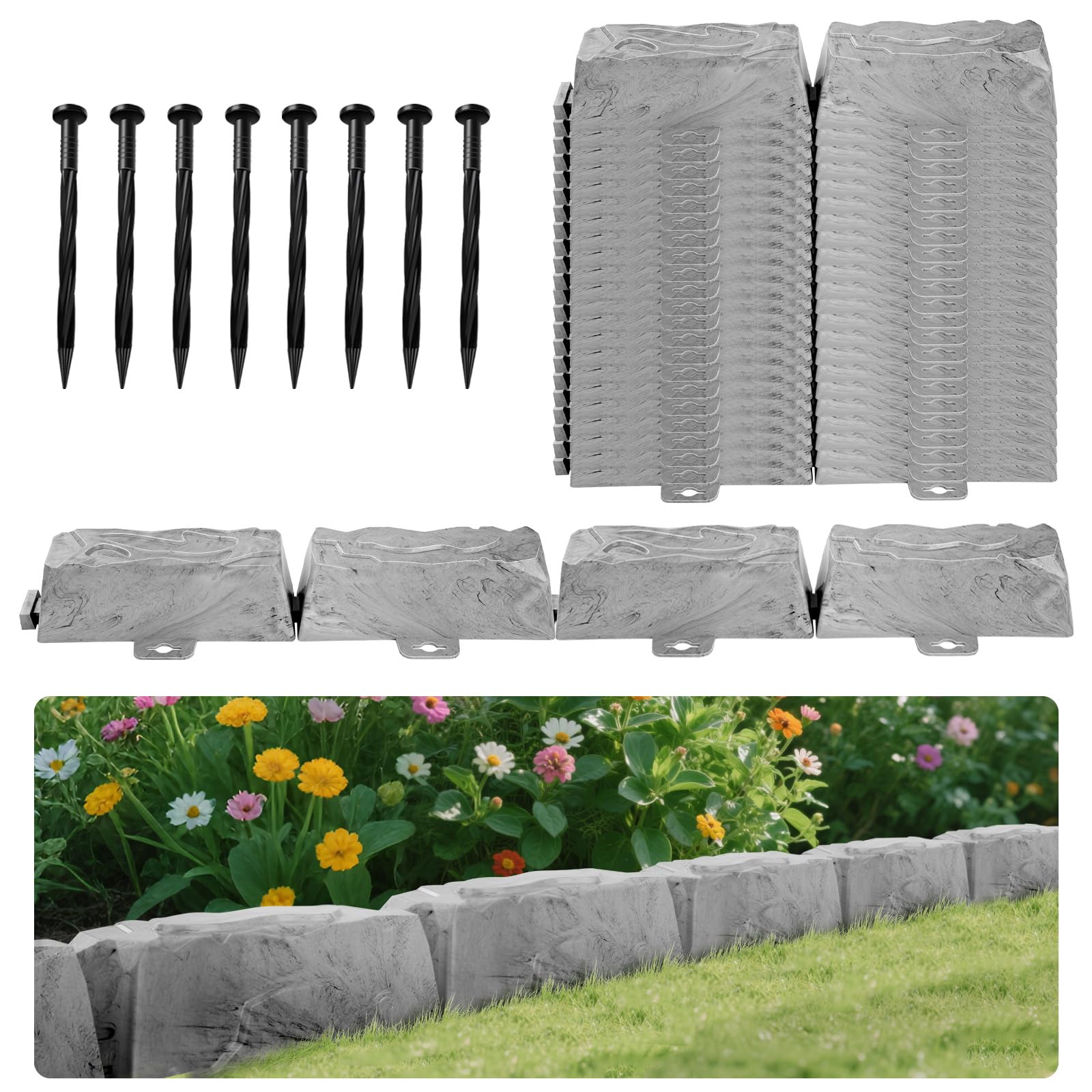 JUOIFIP 16 Pack Garden Landscape Edging Borders,Lawn Edging for Landscaping