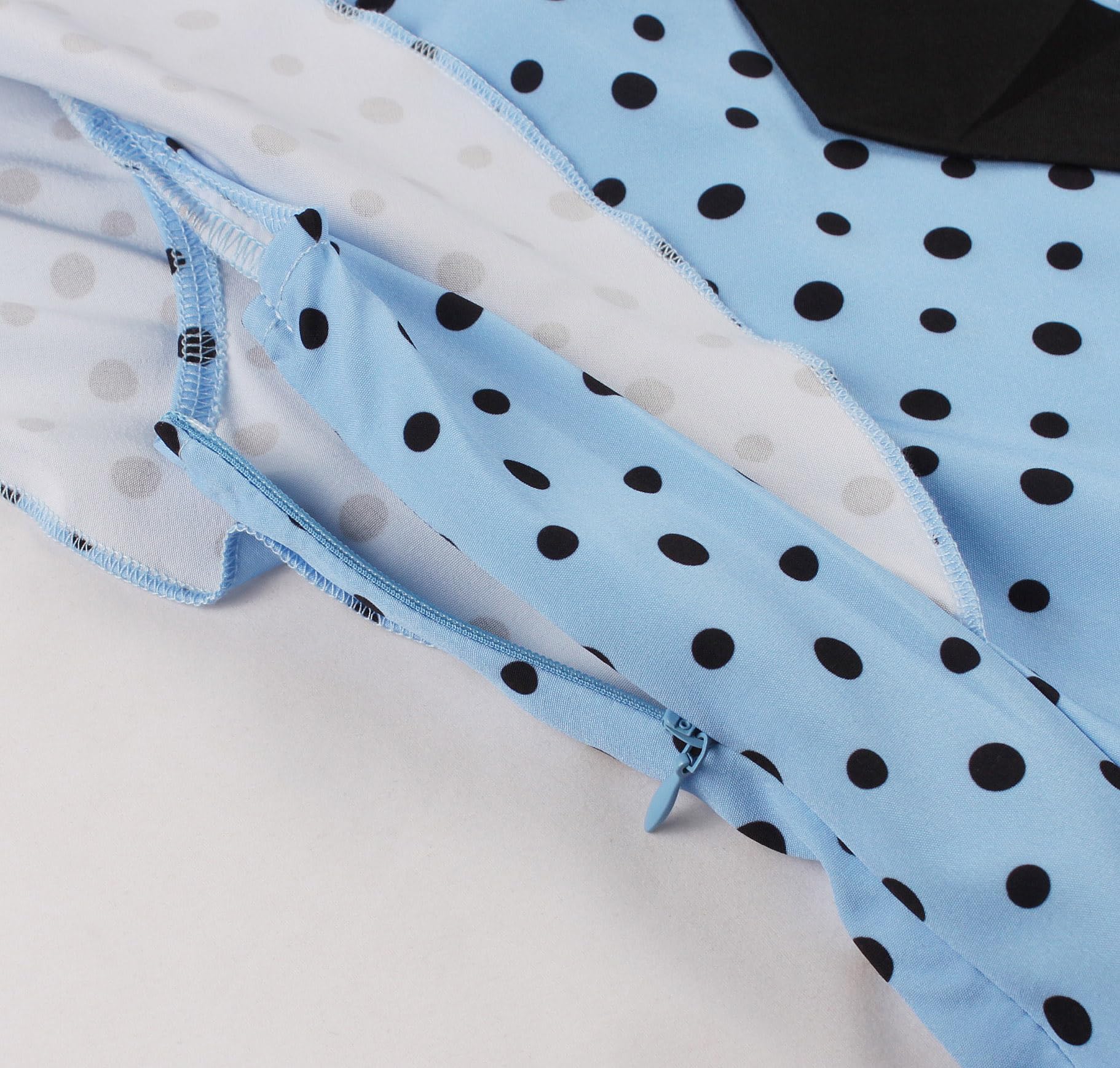 Wellwits Robe Femmes Vintage Pois Manches Volantées Nœud Papillon