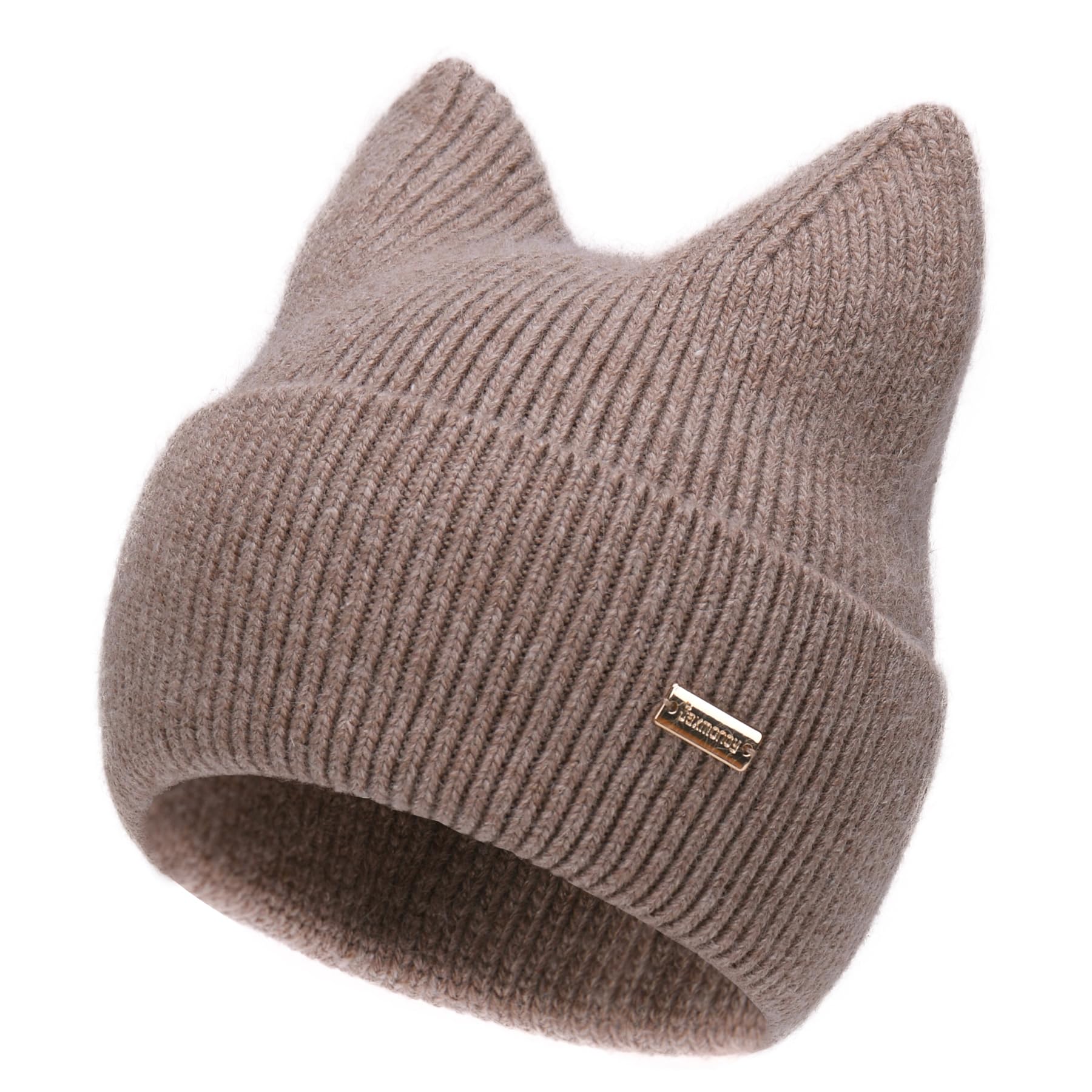 jaxmonoy Winter Cute Cat Ear Knitted Beanie Hats for Women and Men Soft Warm Knit hat Ladies Skull Beanies Cap - Brown