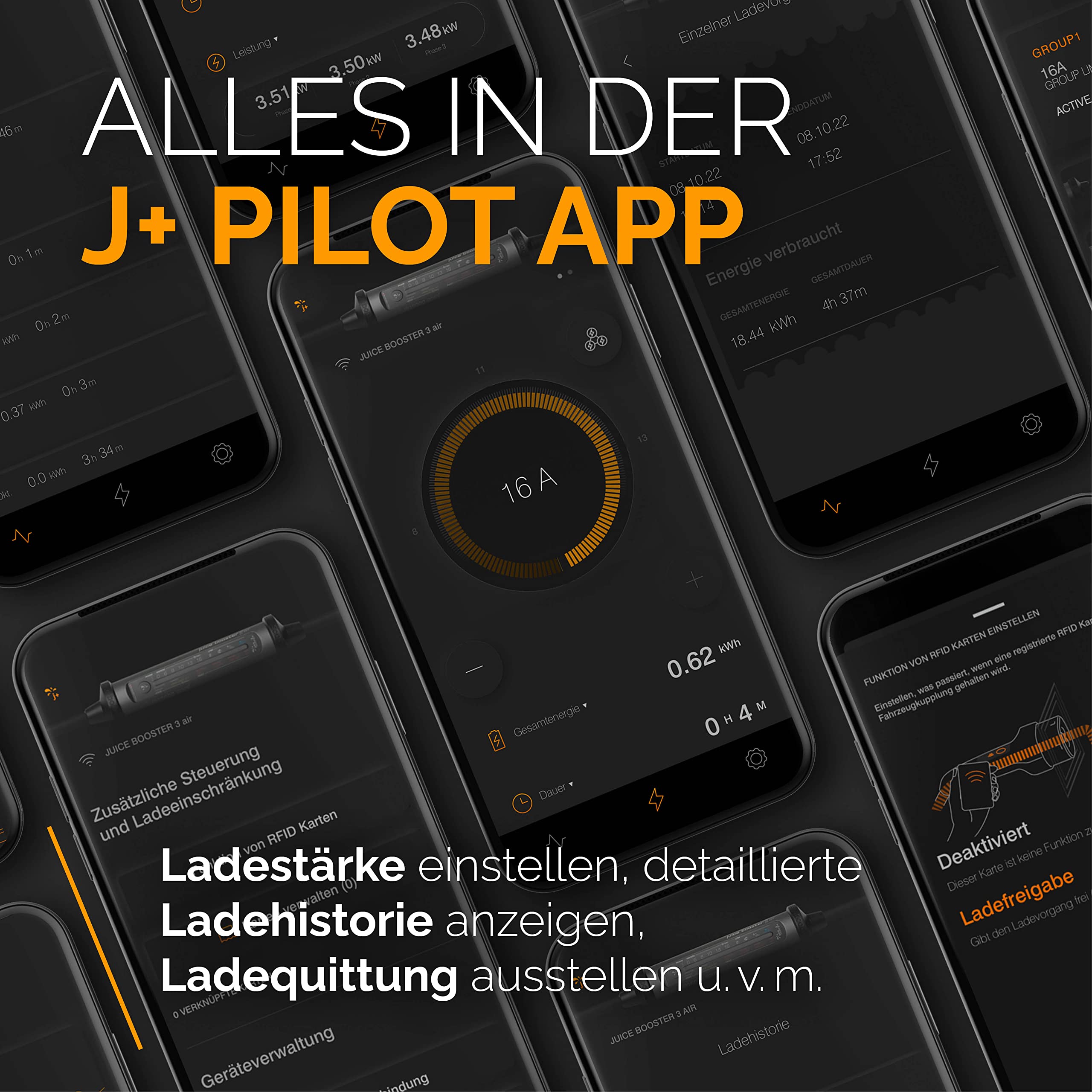 Juice Booster 3 air - Wallbox 11 kW mit App & Stromzähler, Typ 2 Ladekabel, klein, flexibel, wasserdicht & überfahrsicher, Adapter für alle Steckdosen - Made in Germany