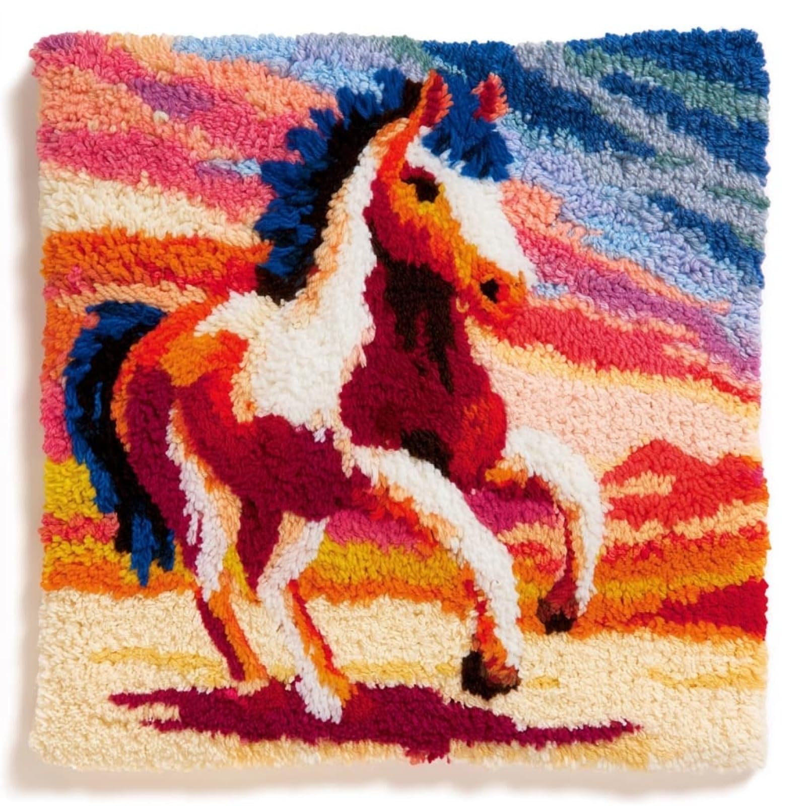 AxiangziK Latch Hook Pillow Kit for Adults,Animal Horse
