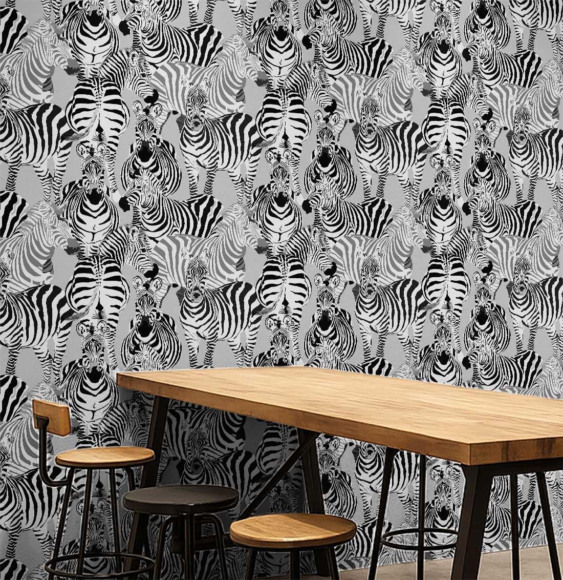Papier peint amovible sans colle S4Sassy imprimé animal noir texturé
