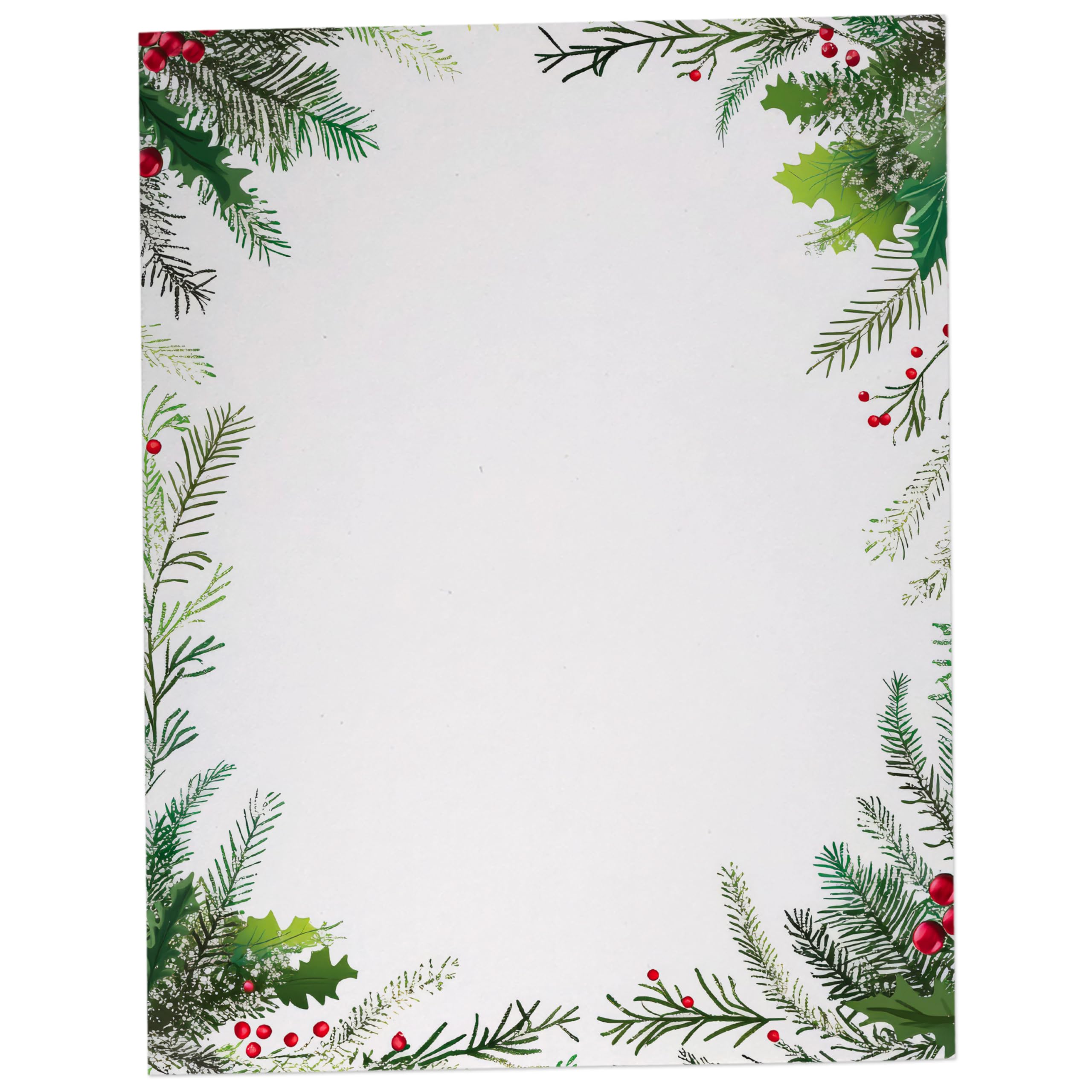 Pine & Berries Christmas Stationary Paper 8.5 x 11-60 Sheets Holiday Letter Paper