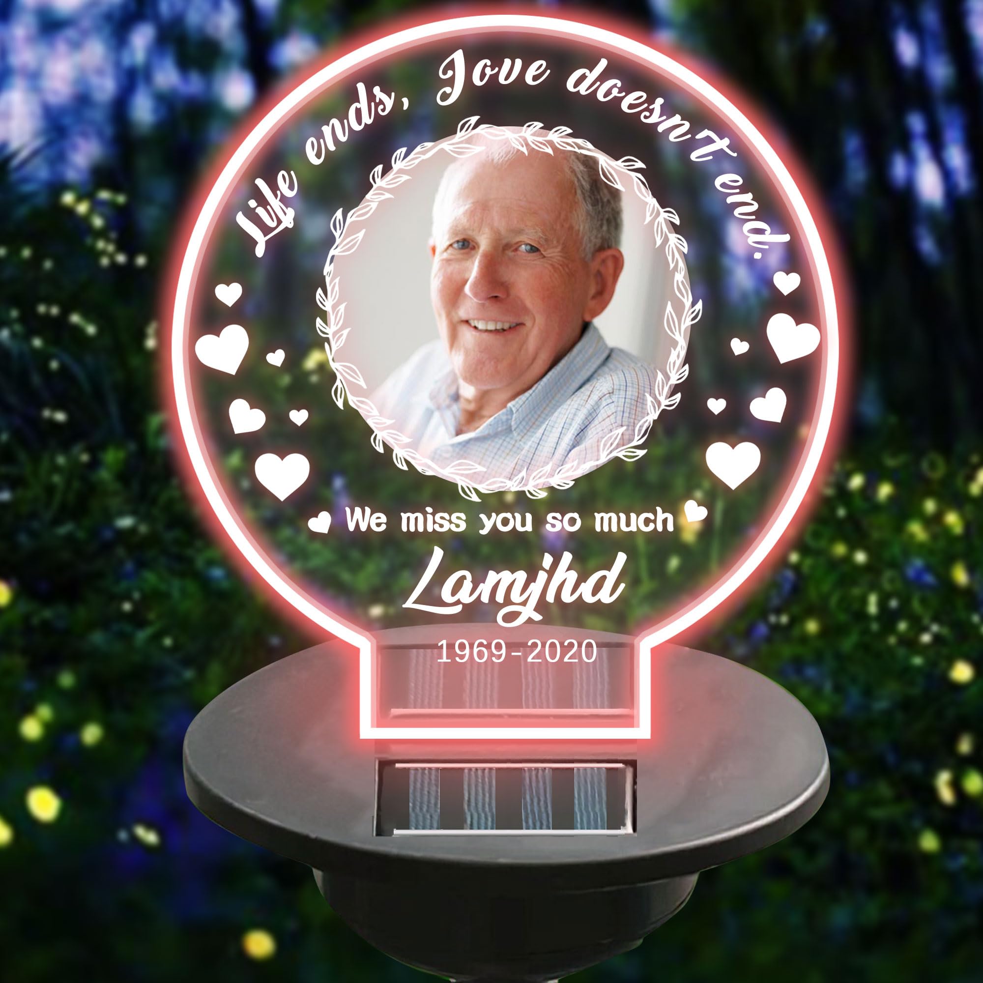 Don't Think We're Far Apart - Personalized Memorial Garden Solar Light - Upload Image, Memorial Gift, Sympathy Gift