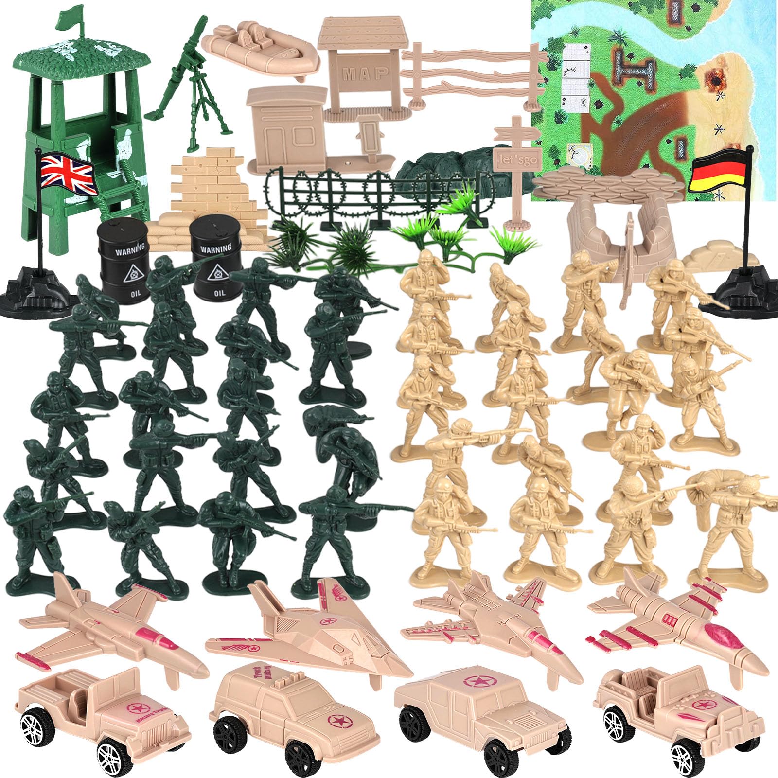 Amazon.com: 3 otters 120PCS Army Men Playset, Military Soldier