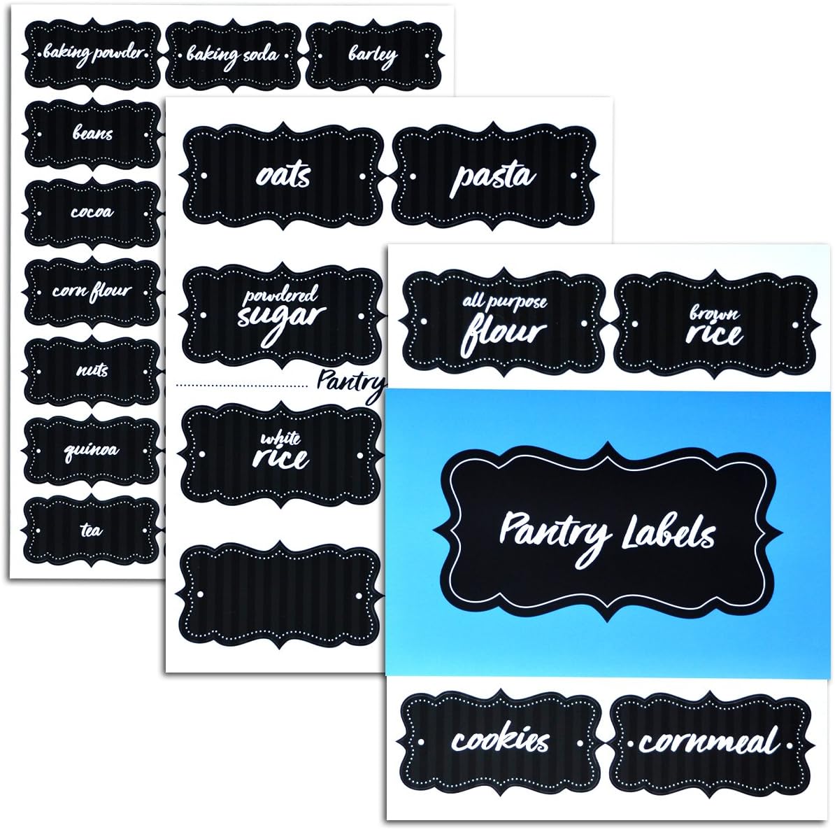 Home Advantage Pantry Labels (Black Pinstripe)
