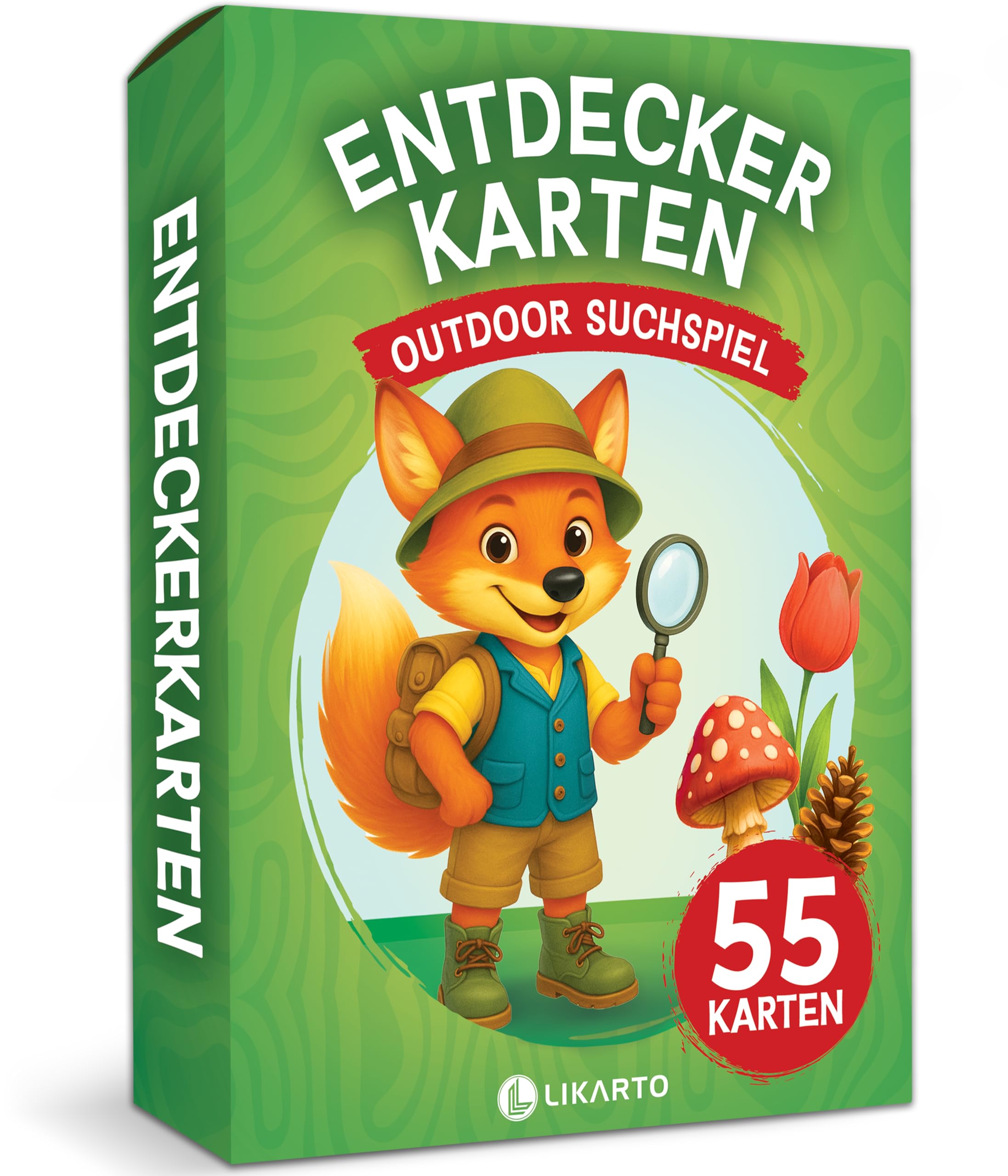 LIKARTO Entdeckerkarten Kinder Outdoor – 55 Spielkarten Schatzsuche & Natur entdecken - Spiele ab 4, 5, 6, 7, 8, 9 Jahre - Lern- & Outdoorspiel - Geschenk für Mädchen & Jungen