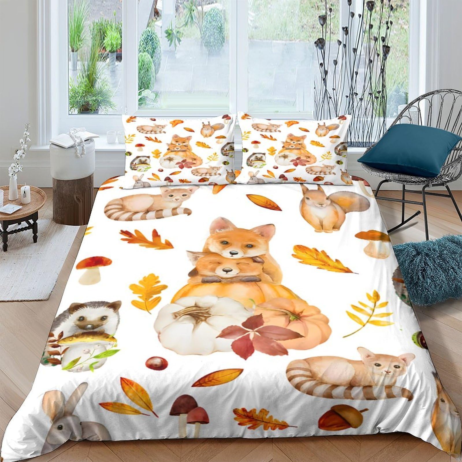 Ctjqhvkz Style-5 3D Printed Autumn Cat Fitted Sheet Microfiber Soft Breathable Leaves Bed Cover For Bedroom Dorm Mattress Decor Single（135X200cm）
