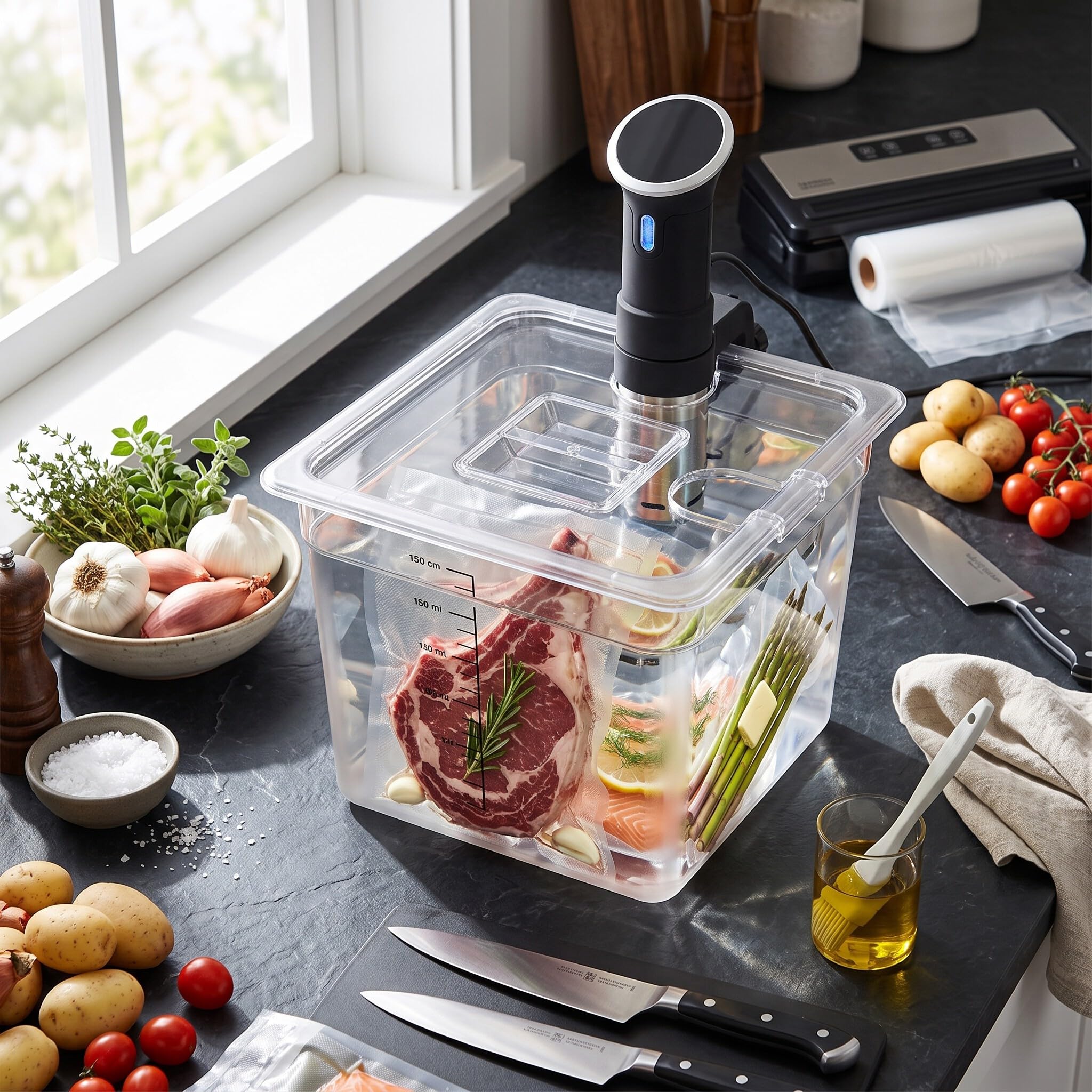 Sous Vide Behälter 11L, Sous Vide Wasserbäder Tank mit Deckel Lebensmittelbehälter Passend für die meisten Sous Vide Kocher Sous Vide Zubehör, für Küche Sous Vide Food Prep Storage
