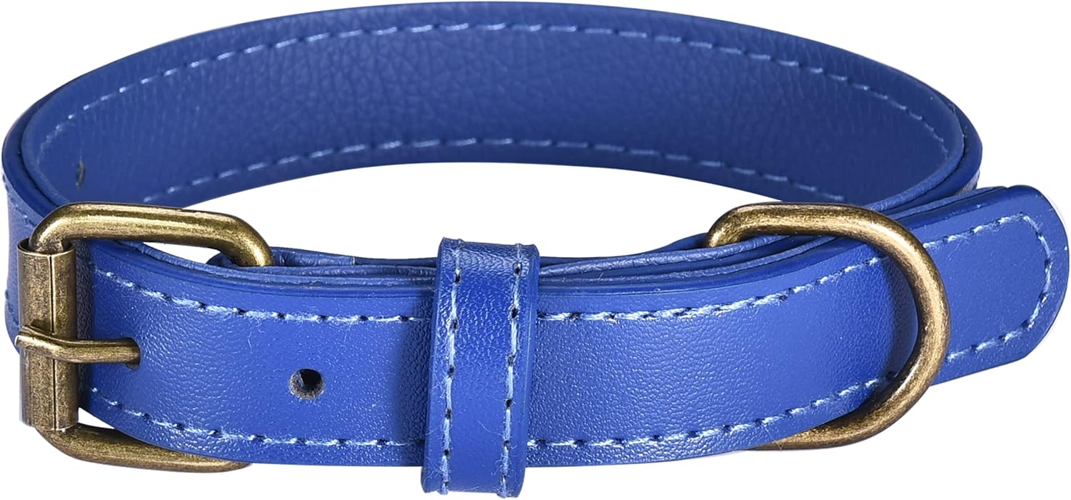 Black Rhino Blue Leather Collars for Dogs Adjustable