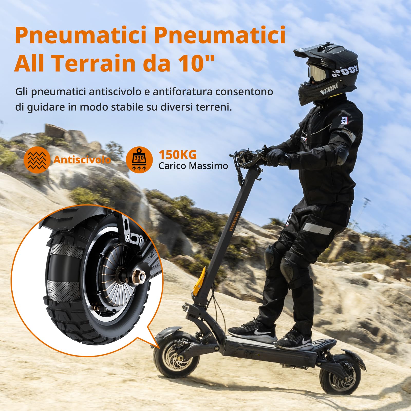 Monopattino Elettrico Ausom F1 Max, Dual Motor, Batteria 60V 20.8Ah, Resistenza fino a 100 km, Pneumatici Da 10x3.0 Pollici, Monopattino Elettrico Adulto Pieghevole