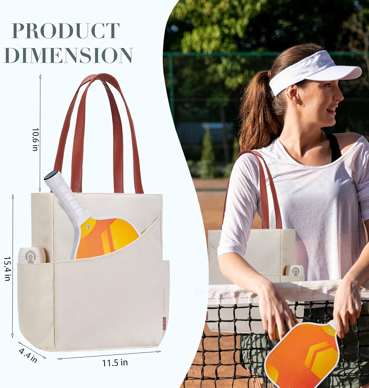 Pickleball Bag for Women Stylish Nylon Tote Fits 2 Paddle, Ball, Gear, Utility Shoulder Handbag for Sports