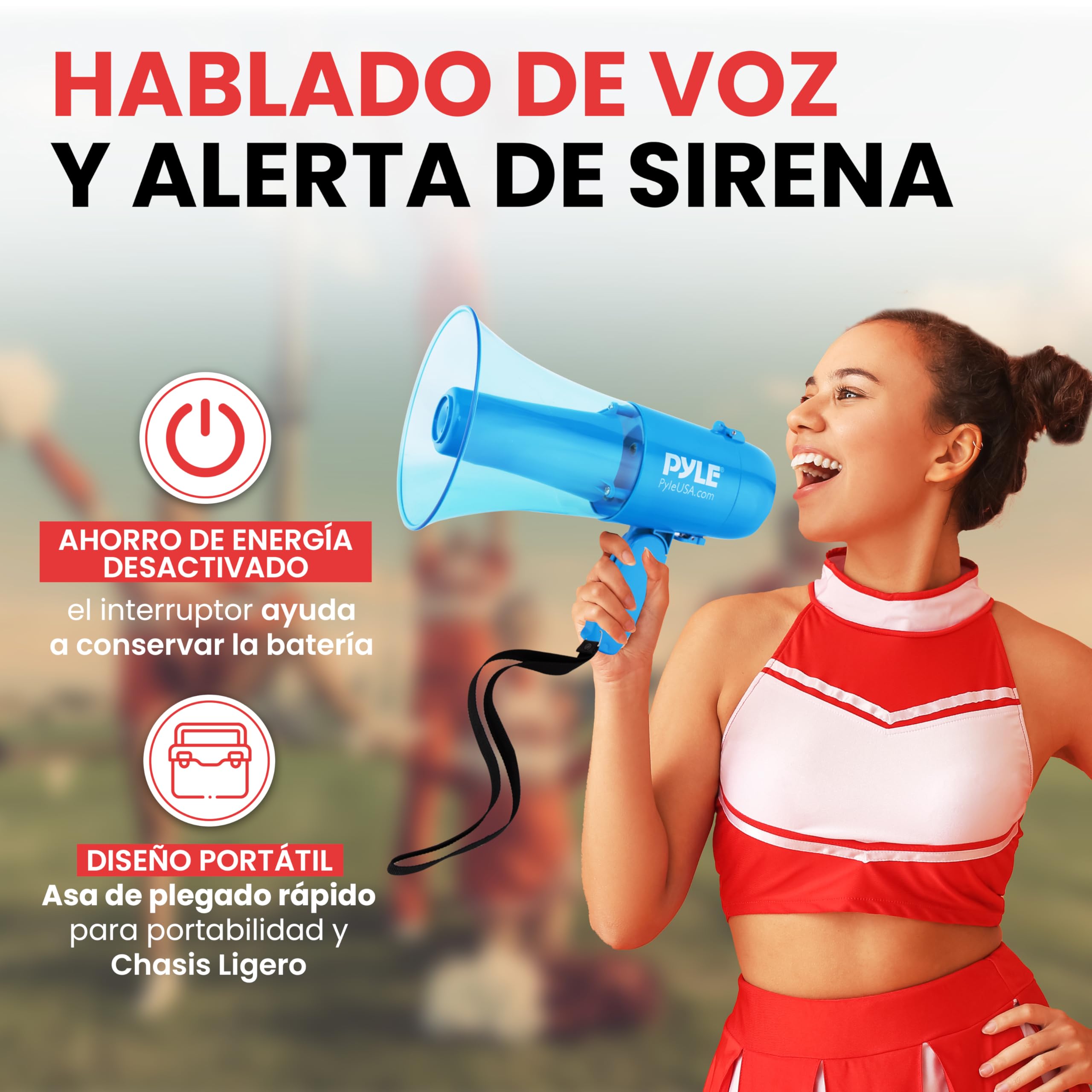 Pyle megafono, Portatil, A Prueba de Agua, Ideal para Interiores y Exteriores, Funciones de grabacion, Sirena y Musica, 30V — view 2