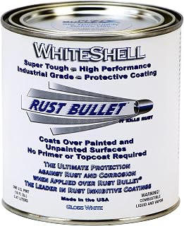 Rust Bullet WhiteShell (Pint) - Gloss White Rust Preventative Protective Coating, UV Resistant - No Topcoat Needed