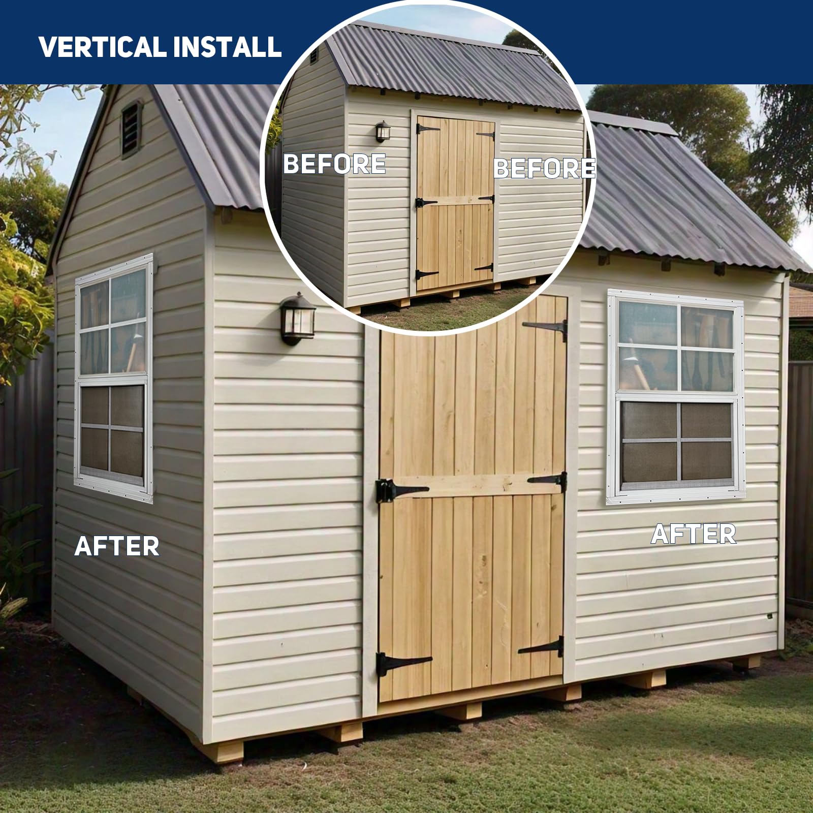 Hryan Ventana de cobertizo de 12 x 18 pulgadas para gallinero, casa de juegos y mudanza, ventanas blancas para cobertizos exteriores, casa móvil, garaje y casa verde