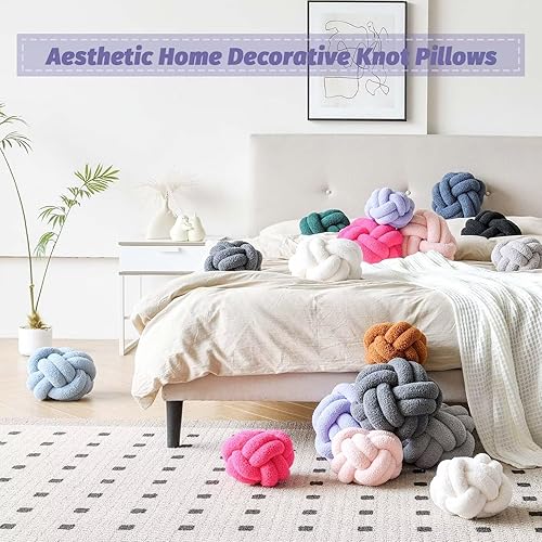 Miniatura 5 de VBGYA Almohadas decorativas de 8 pulgadas con nudo, almohadas decorativas de lavanda de 8 pulgadas, almohadas pequeñas y redondas de felpa anudadas,