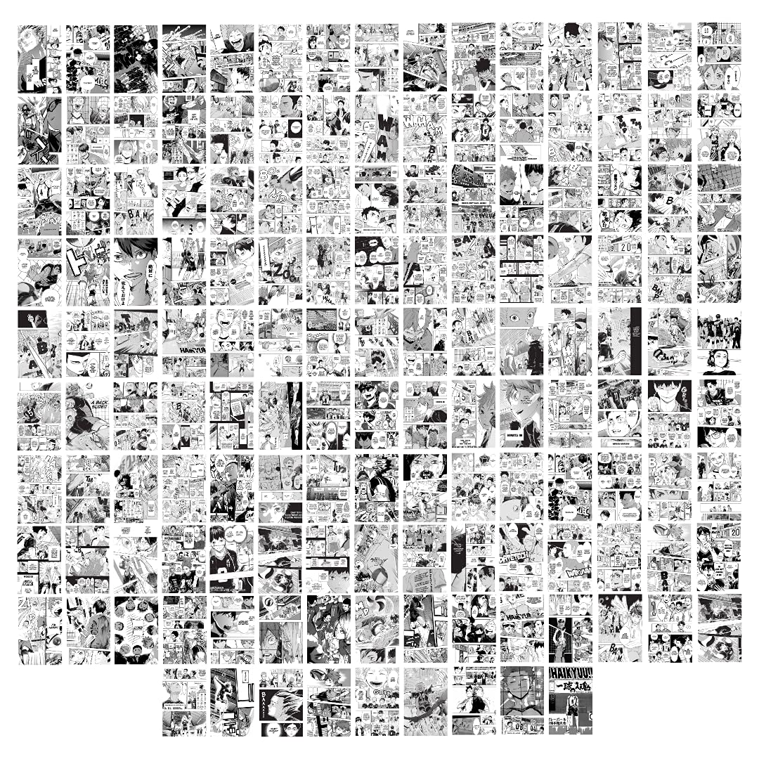 Fardes Anime Wall Decor, 140 pcs Wall Collage Kit, Anime Posters for Room Aesthetic, Manga Prints for Dorms, Bedroom Decor, Manga Gift, Haikyuu Merch Manga Set