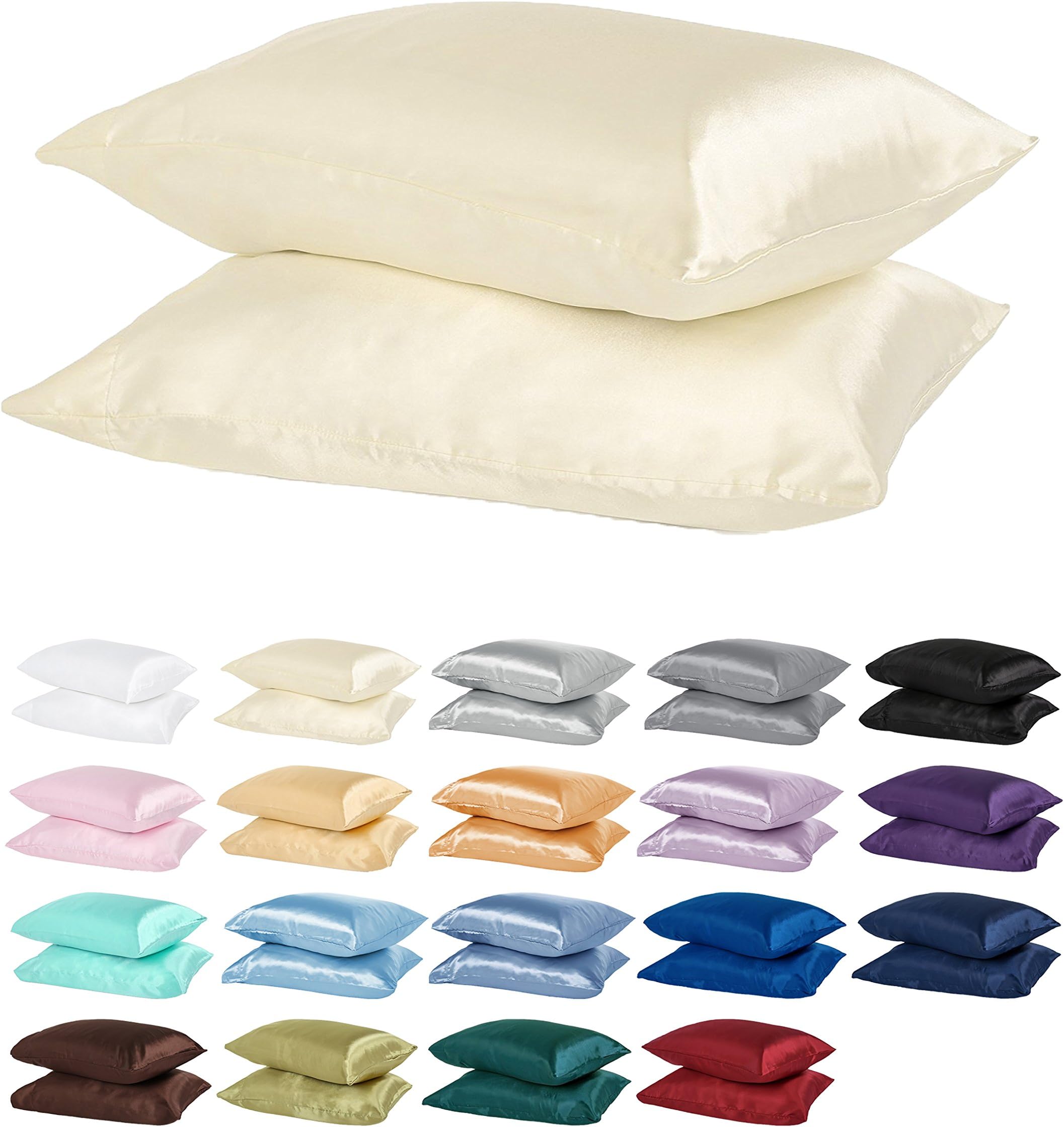 DreamHome Silky Soft Satin Pillowcase Pair