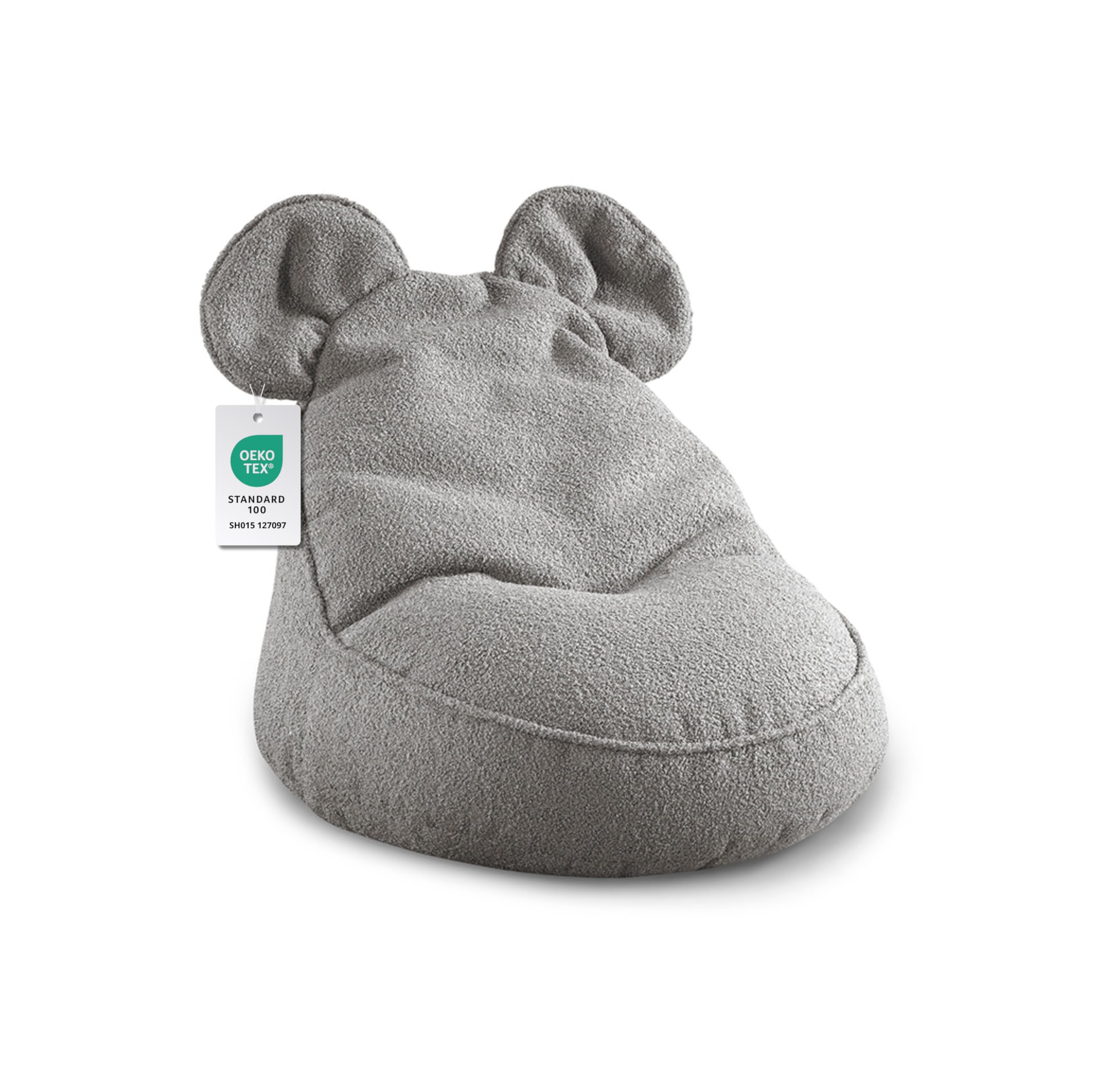 Gutekissen® Kinder Sitzsack „Miki” z usszami – Wygodny, dywan stolarski Montessori do pokoju dziecięcego (szary, 68/68/50 z usszami)