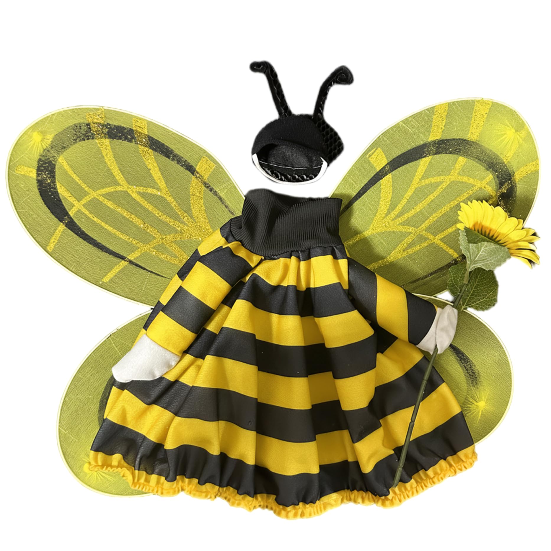 Vistnale Gooses Outfit|Gooses Clothes, Spring Outfit Bee Costume With Sunflower For 23-24 Inch Porch Decor, Striped Dress For Garden Yard Statue, Yellow