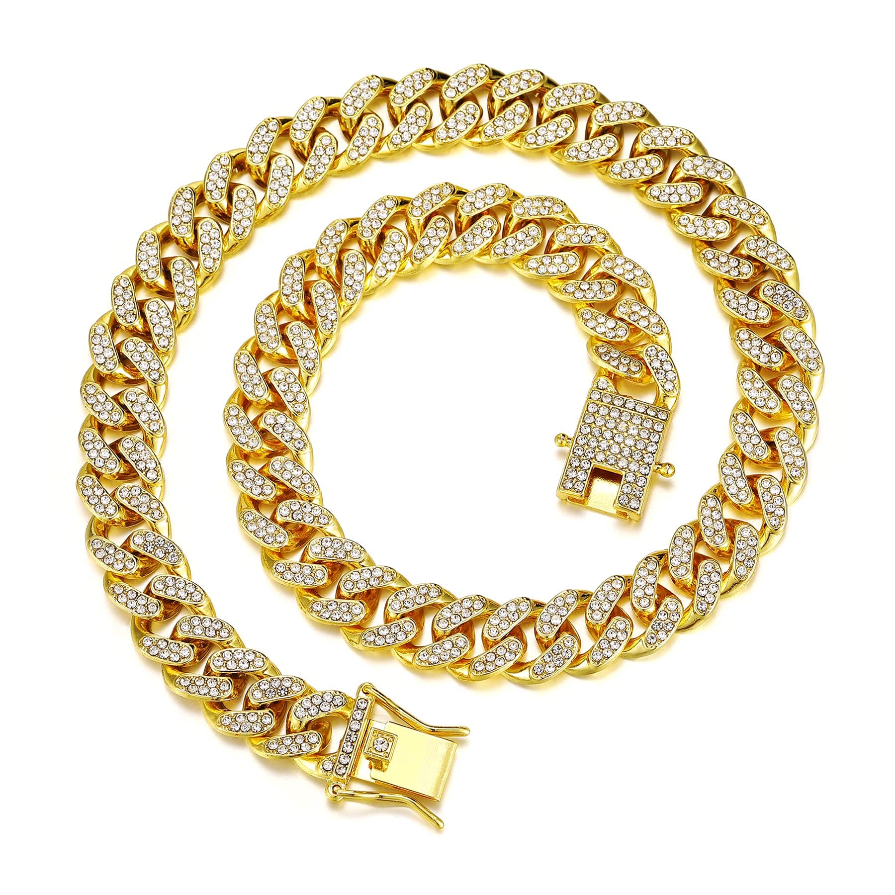 Buy 13mm Mens Cuban Link Chain Bling Miami Cuban Necklace Choker Iced