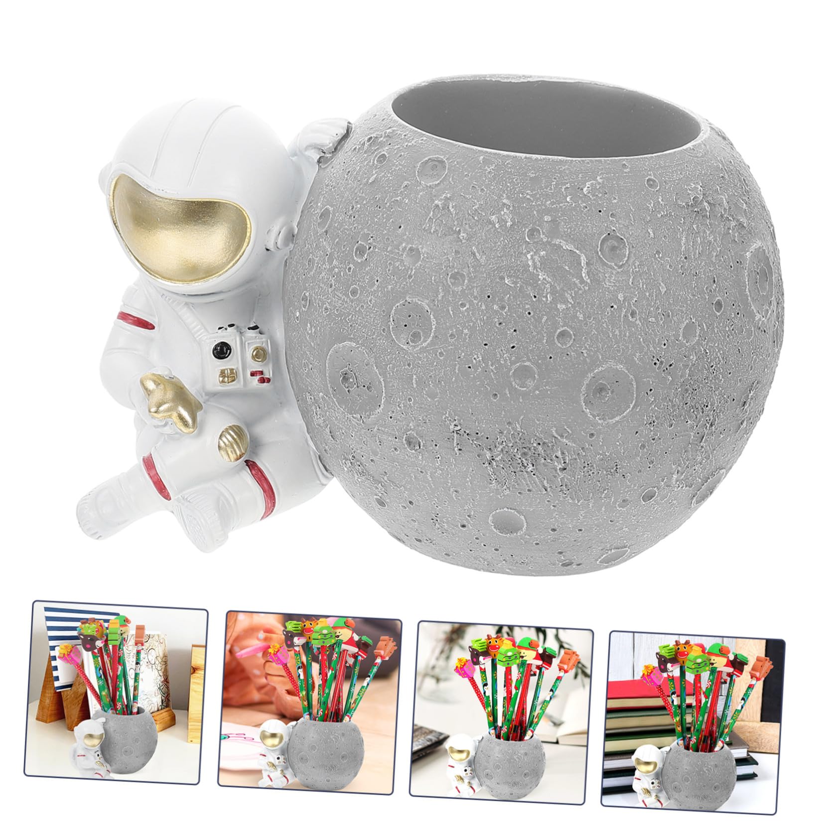Homoyoyo Portapenne Astronauta in Resina Contenitore per Penne e Cancelleria Organizzatore per Scrivania Decorazione Forma di Cartone Animato