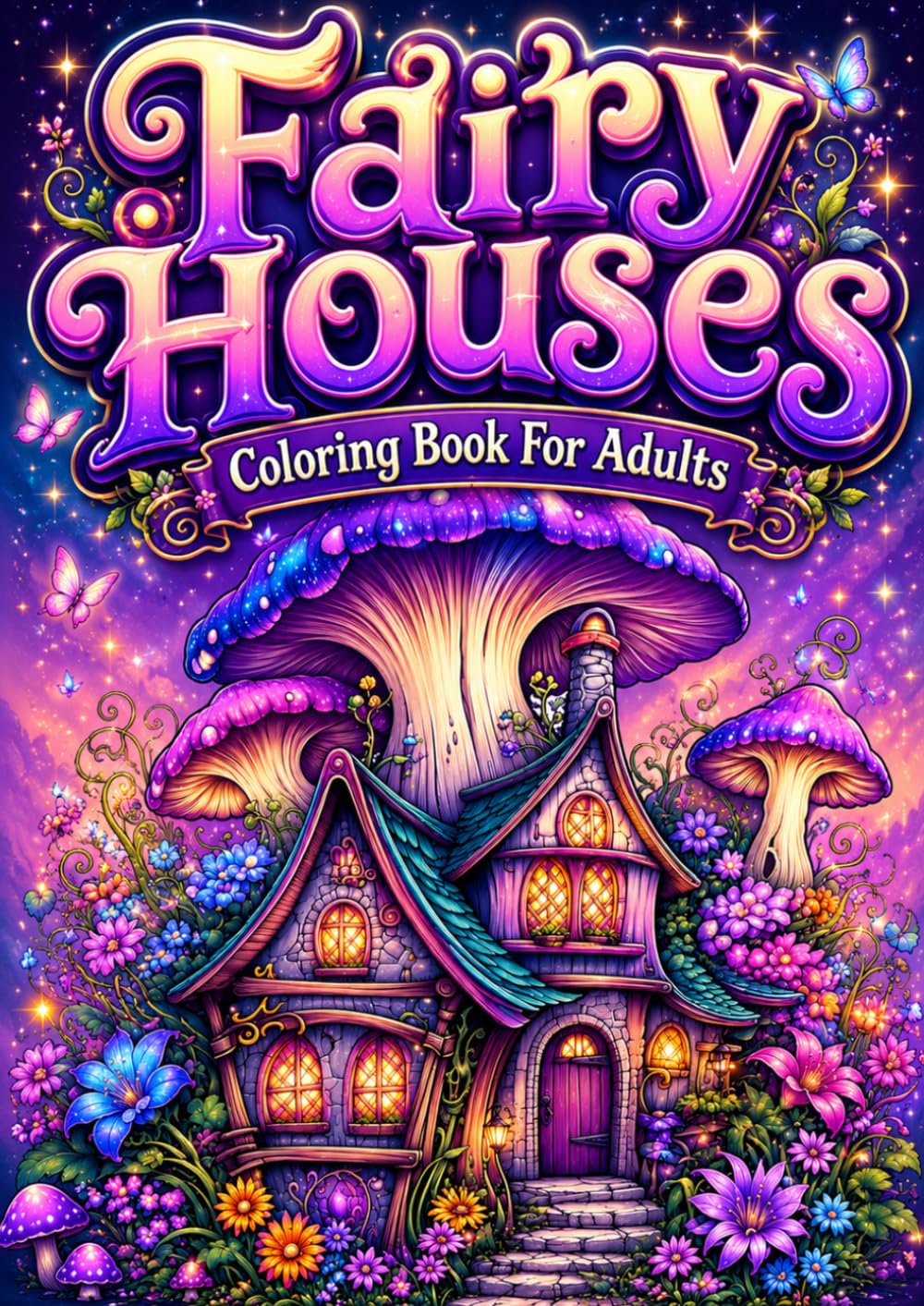 Fairy Houses Coloring Book For Adults: 125 Beautifully illustrated TreeHouses