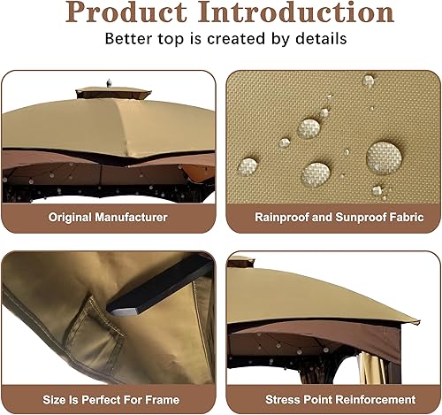 Miniatura 5 de SCOCANOPY Parte superior de repuesto beige para cenador Lowe's Allen Roth 10X12 Modelo #GF-12S004B-1#GF-12S004BTO