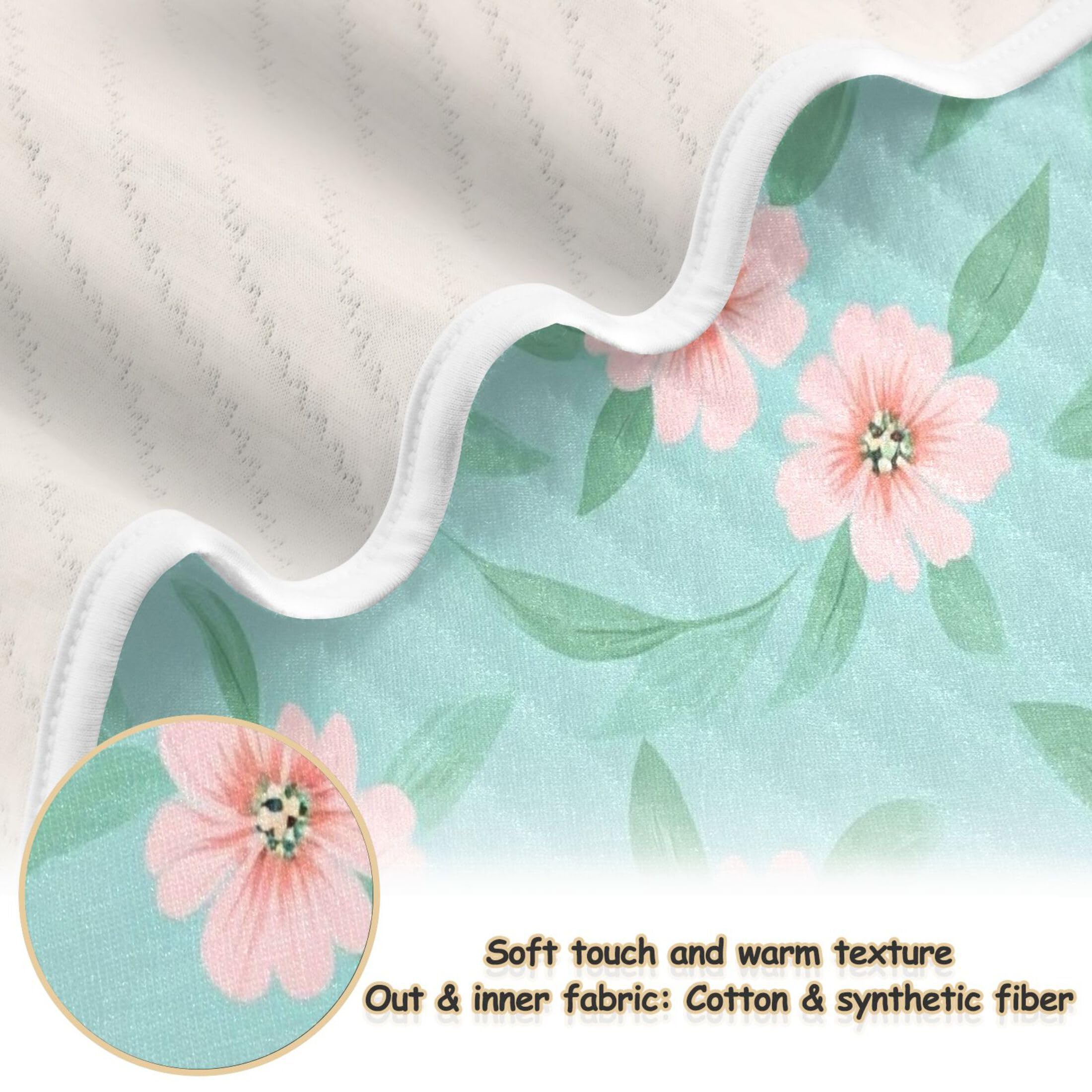 Burbuja Pink Flowers Baby Blanket for Boys Girls, Nursery Soft Warm Swaddling Receiving Baby Blankets, 30x40 in Toddler Blanket