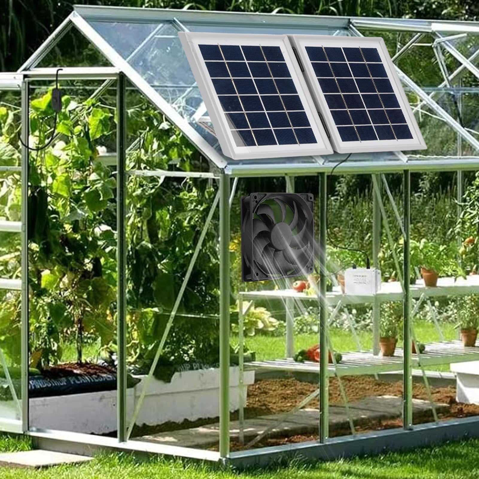 Słoneczny Wentylator Wyciągowy Ze Składanym Panelem 10 W, Przeciwdeszczowy(White)