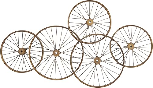 Deco 79 Ruedas de metal para decoración de pared, 40 x 5 x 23 pulgadas, cobre