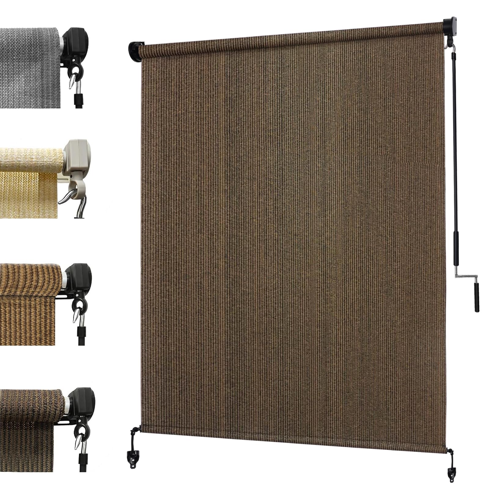 KANAGAWA 10'(W) x8'(H) Mocha Outdoor Roller Shade - Cordless Exterior Roll Up Sun Shade for Patio, Pergola, Front Porch, Gazebo - Outdoor Blinds