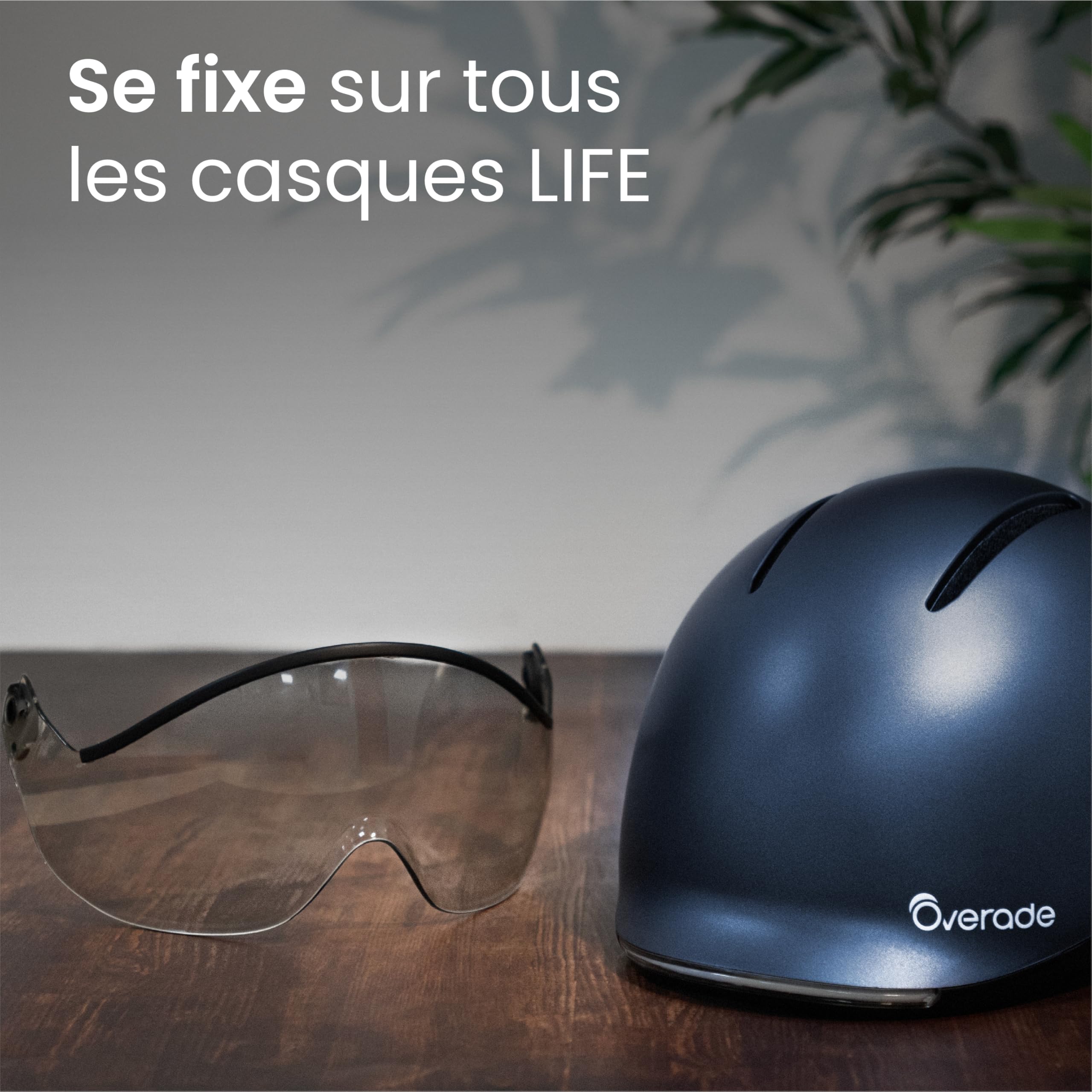 OVERADE - Visière | Écran Teintée pour Casque Life | Protection Contre la Pluie, Le Soleil et Le Vent | Compatible Lunettes de Vue | Fixation Rapide et Rotative | Innovation Française