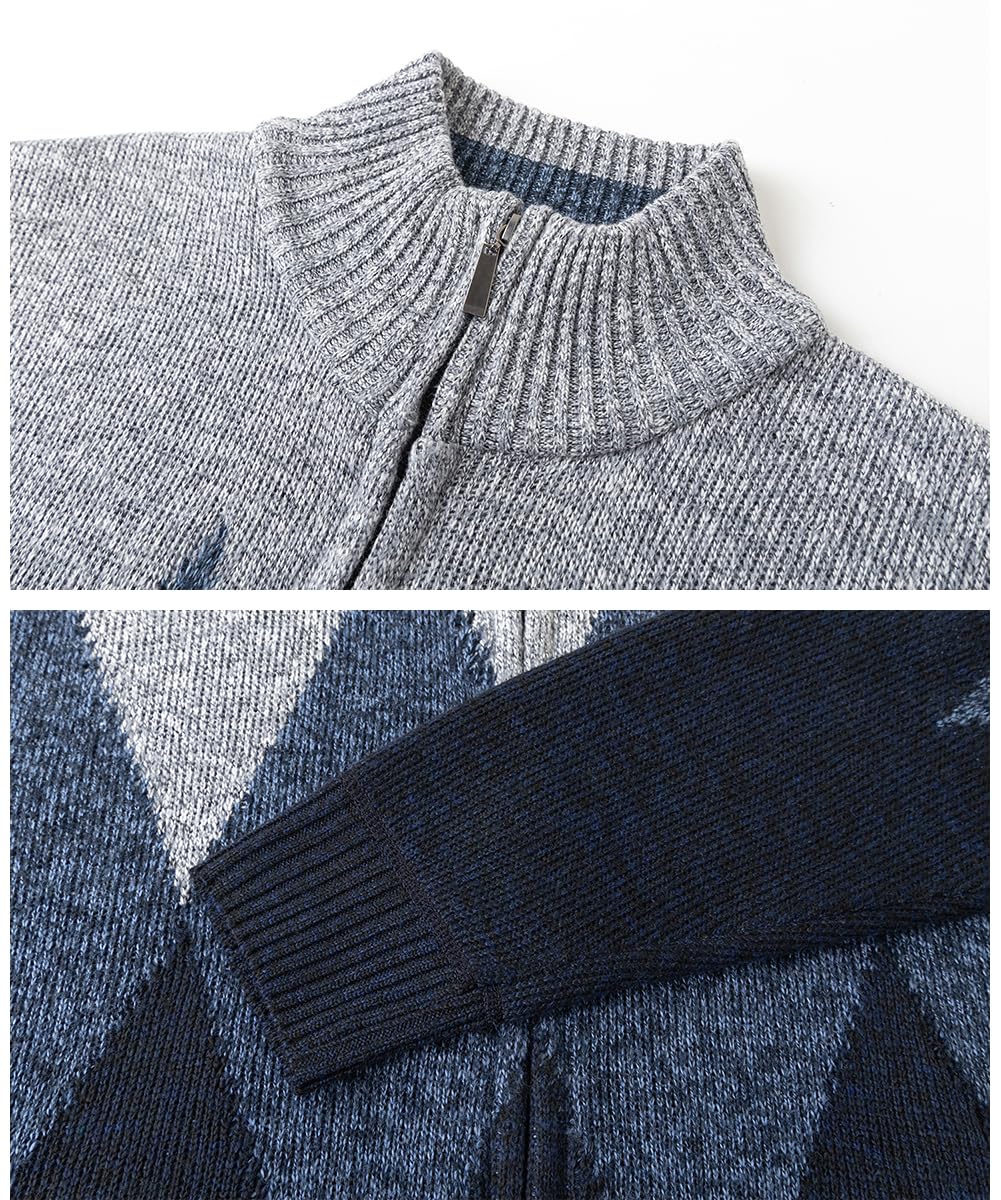 Homme Gilet Cardigan Veste Ouvrez Front Zippé avec Tricoté Chaud Coupe rembourré Décontractée Manche Longue Chandail