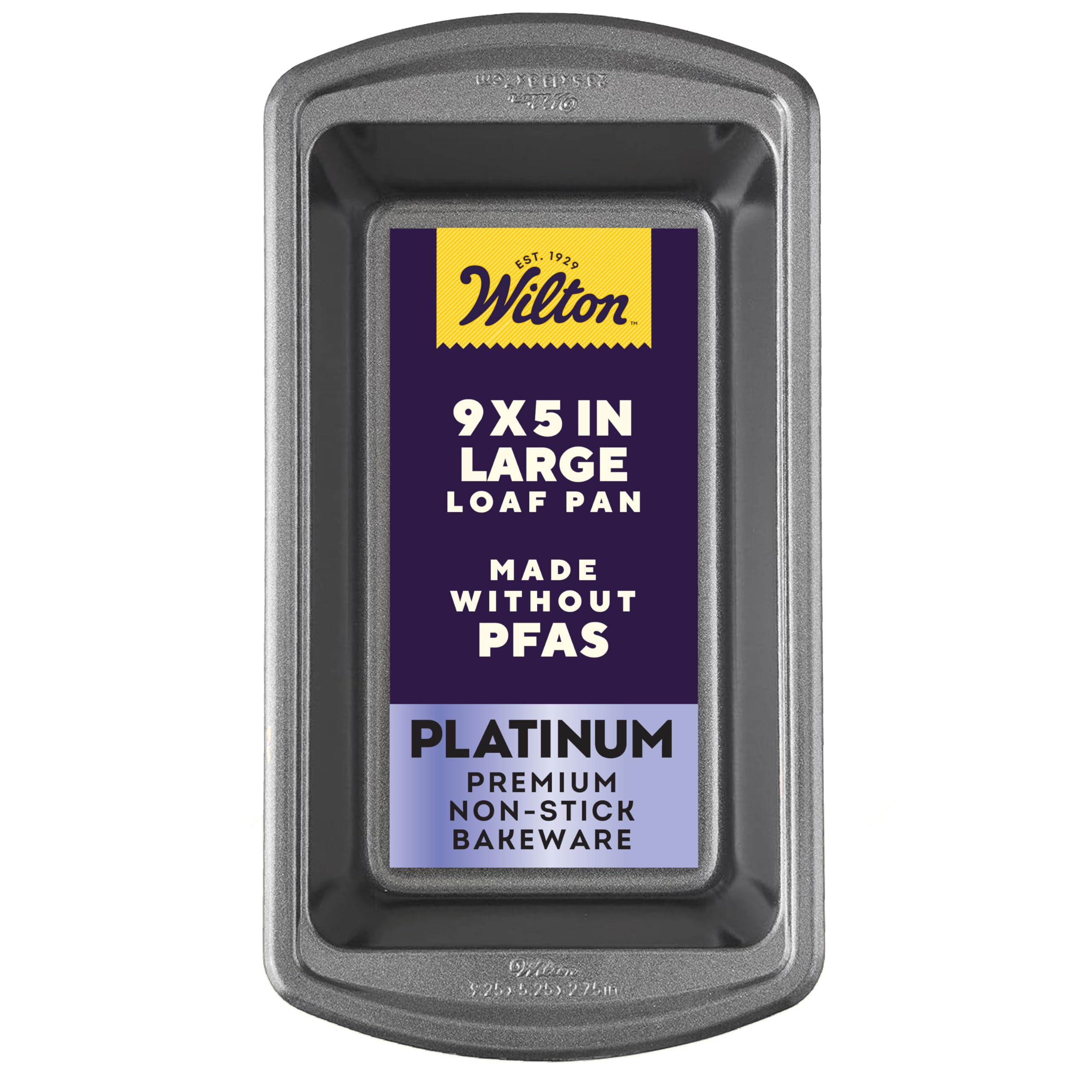 Wilton Platinum Premium Non-Stick Anti-Warp Bakeware, Made without PFAs, Loaf Pan, 9 x 5 x 2.7 in, Packaging May Vary