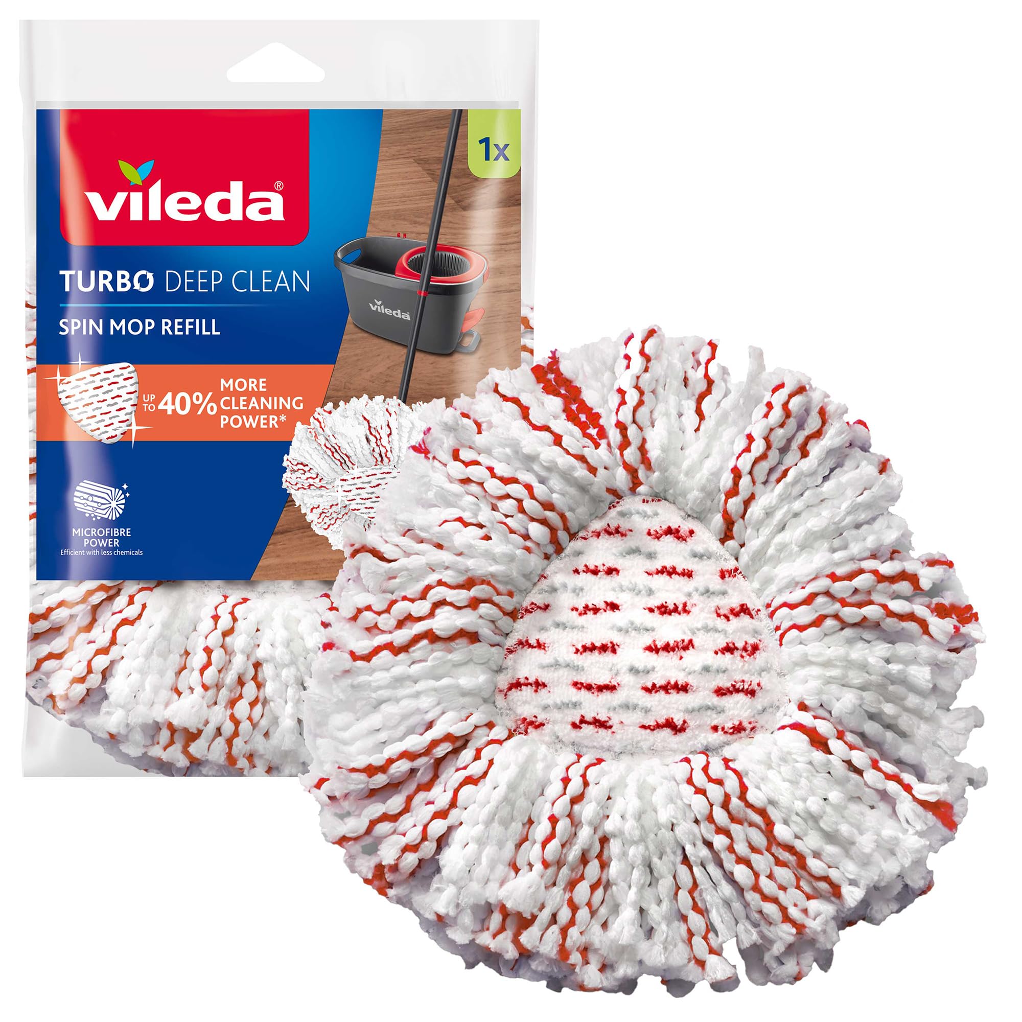 Vileda Turbo Deep Clean Refill, 1 Pack - Fits all Vileda Turbo spin mops