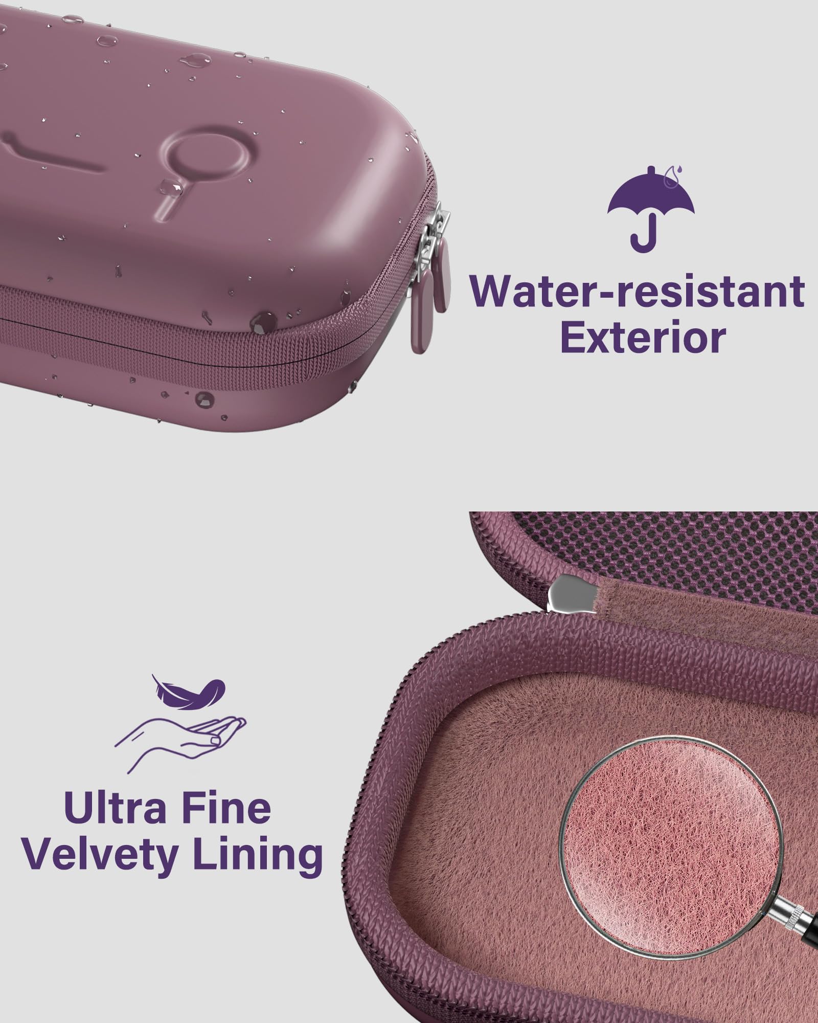 ProCase 聴診器ケース 耐衝撃 ハードEVA 収納ポーチ Littmann Cardiology対応 メッシュポケット付き - プラム | Classic III Lightweight III IV MDF Acoustica等対応, ベルベット裏地, 弾性固定バンド, 軽量コンパクト, 持ち手付き, 医療従事者への贈り物に