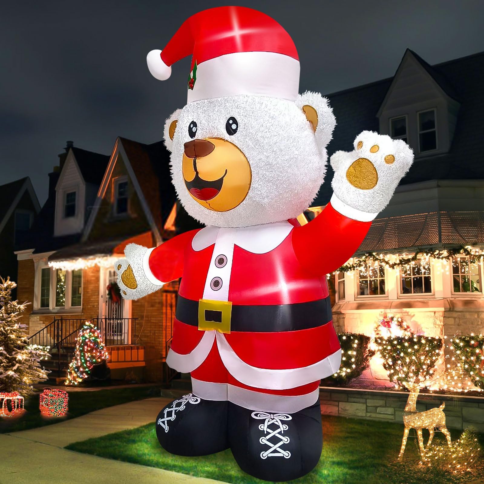 8 Feet Christmas Inflatables Bear - Image 2