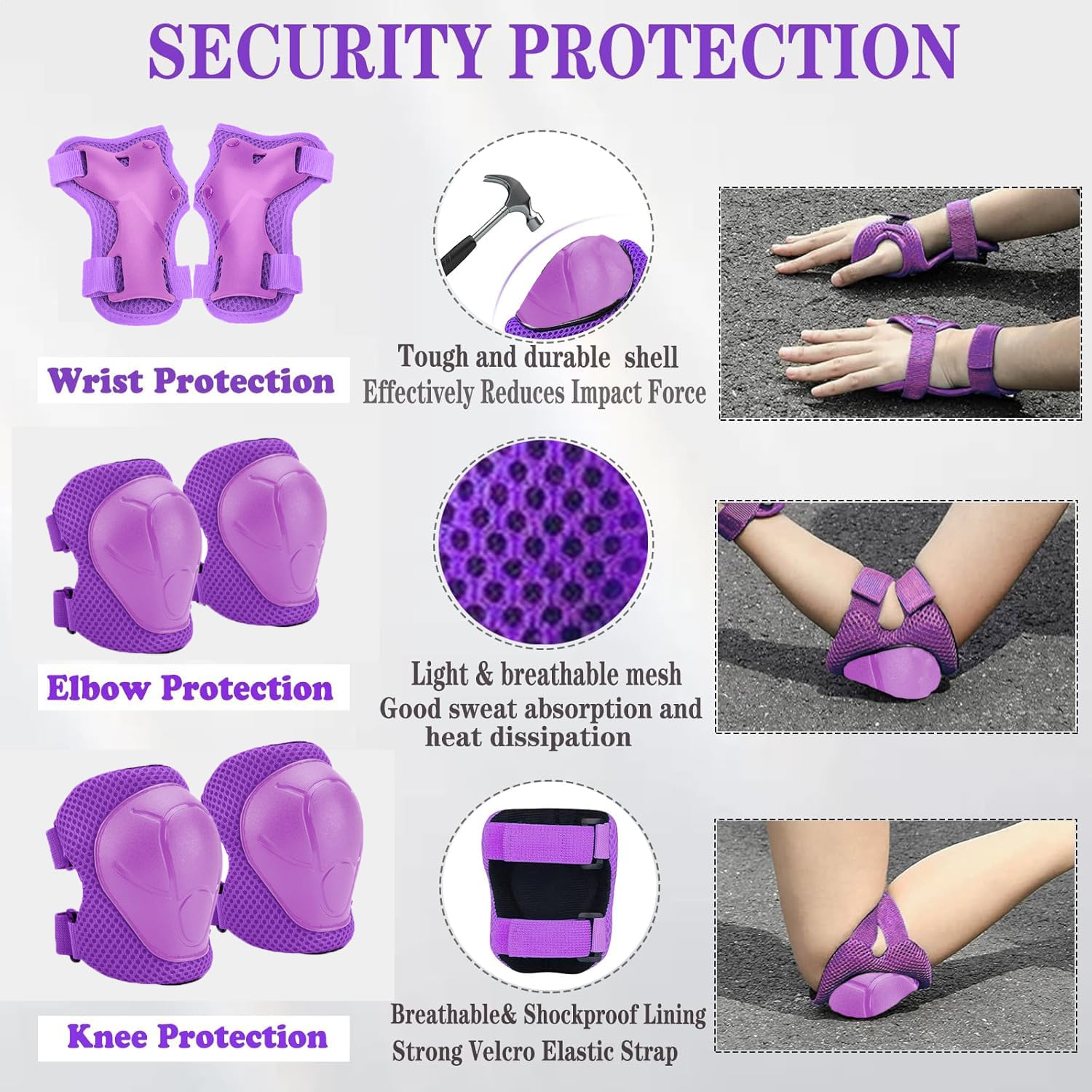 Set de Protection Enfant 7 Pièces Casque Vélo Genouillères Coudières Protège-Poignets