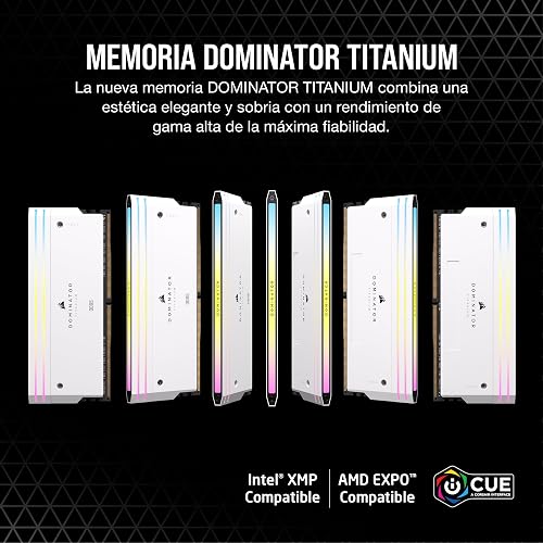 CORSAIR DOMINATOR TITANIUM RGB DDR5 RAM 32GB (2x16GB) Up to 6000MHz CL30-36-36-76 1.40V AMD EXPO Intel XMP 3.0 Desktop Computer Memory – White (CMP32GX5M2B6000Z30W) - 2