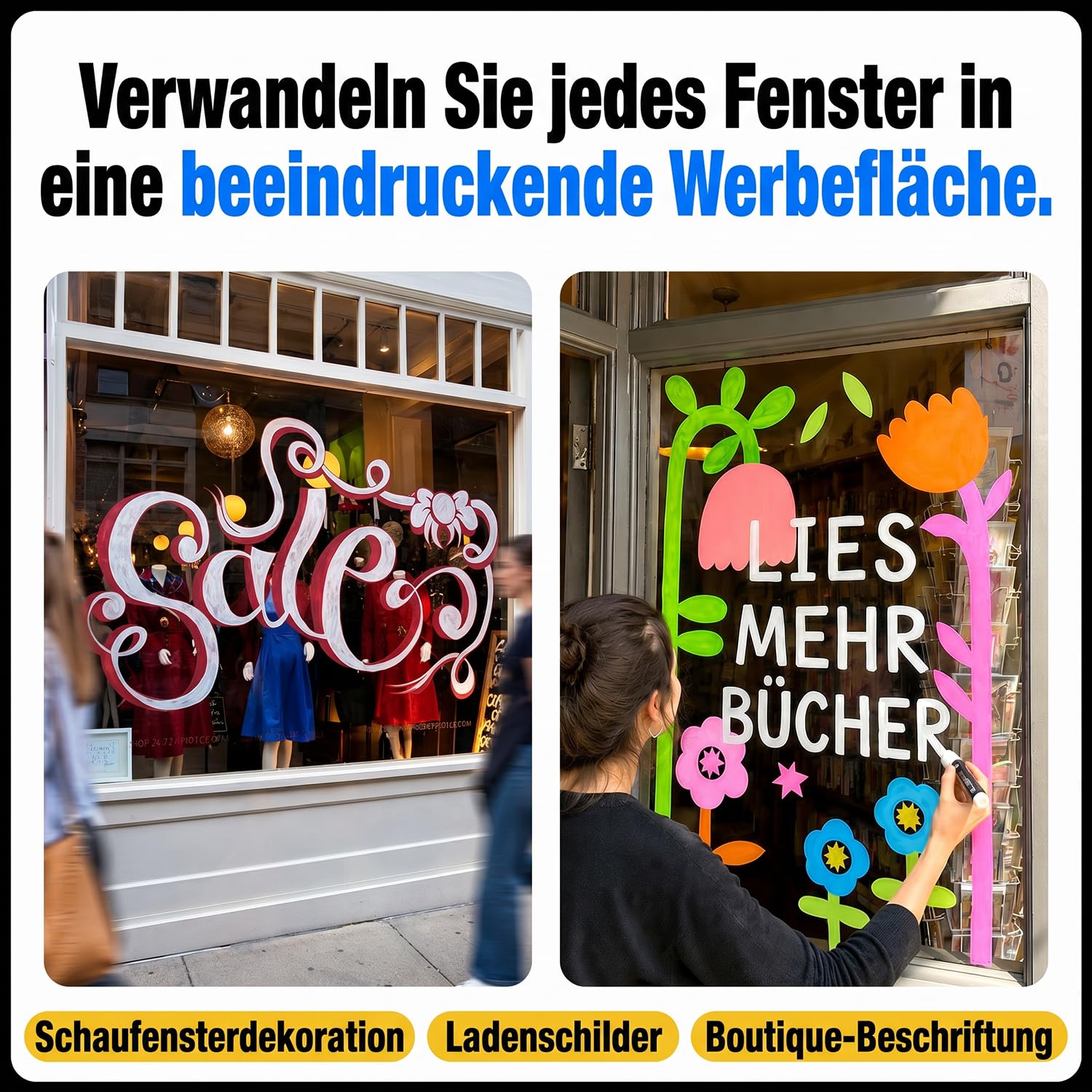 Chalkola Kreidestifte für Tafel Abwaschbar - (15 mm Jumbo, 8 Kreidestift) Kreidestifte für Fenster, Tafelkreide, Glasstifte, Auto - Fenstermalstifte für bei Lehrern, Kindern, Künstlern und Unternehmen