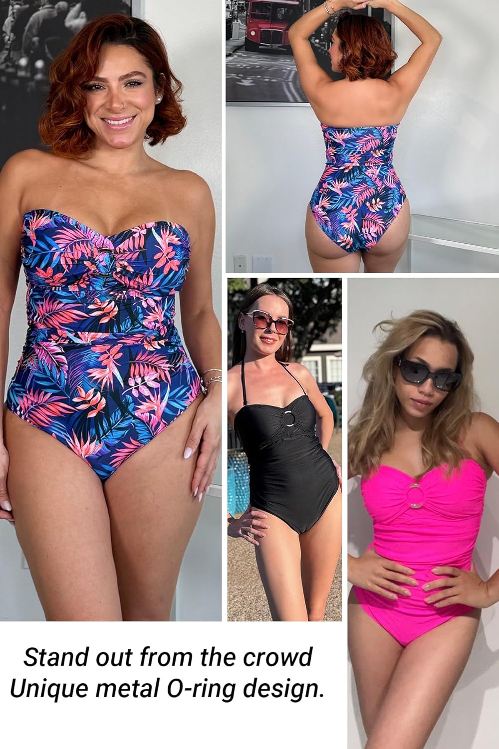 Daci Womens One Piece Swimsuit Tummy Control- Moderate Coverage Bathing Suit 2025 Bandeau Strapless Swimwear - Image 5