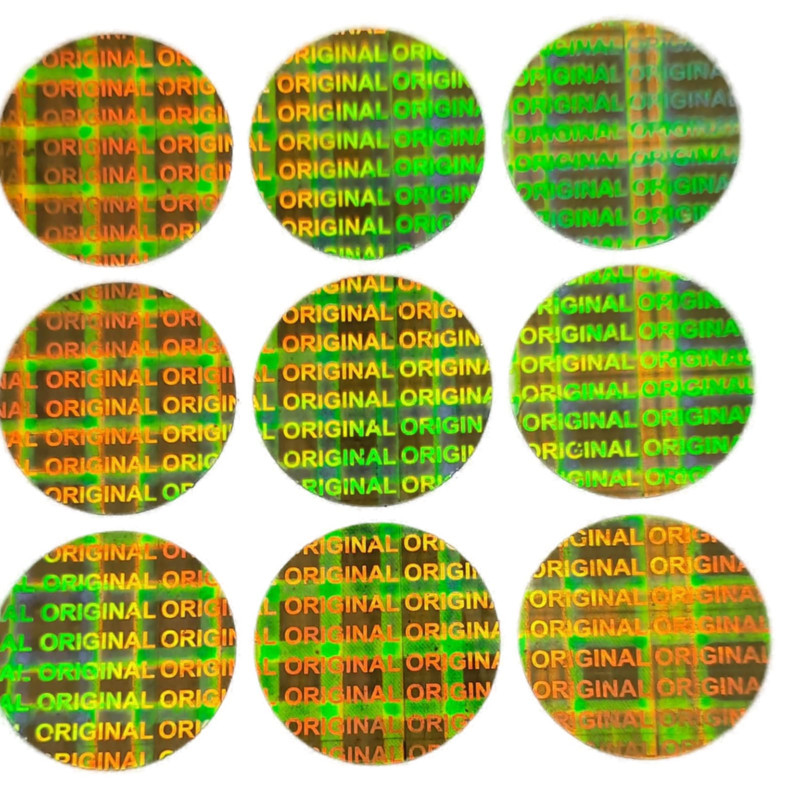 Hologram Stickers-Original,Golden,20mm Round,1225 Pcs.