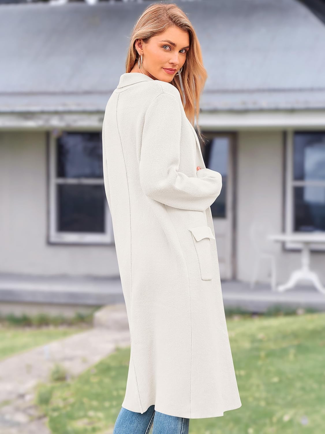 MASCOMODA Open Front Long Cardigan Sweaters for Women Trendy 2025 Fall Winter Oversized Sweater Coats Knit Coatigan Jackets - Image 4