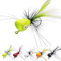 Vista 5 de Kits de señuelos para pesca con mosca, Topwater Popper Fly Fishing Bass Crappie Fly Fishing Poppers Surtido para trucha Salmón
